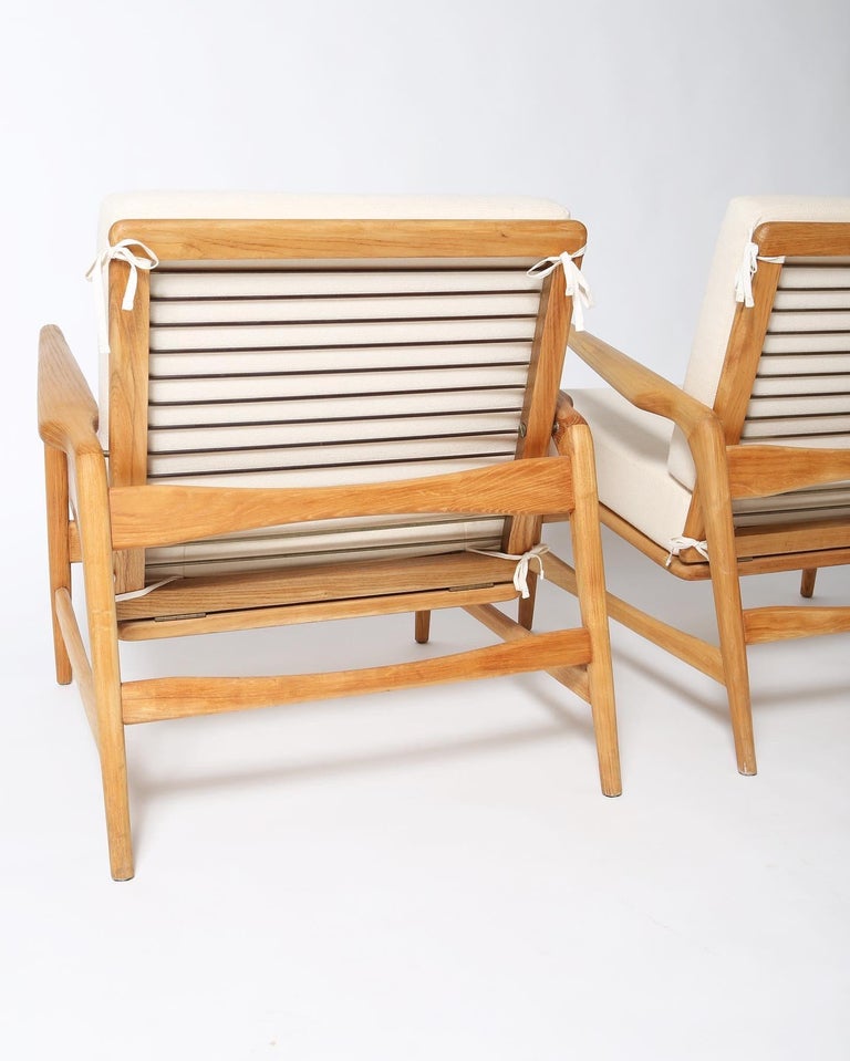 Oiled Scandinavian Modern Lounge Chairs, Pair