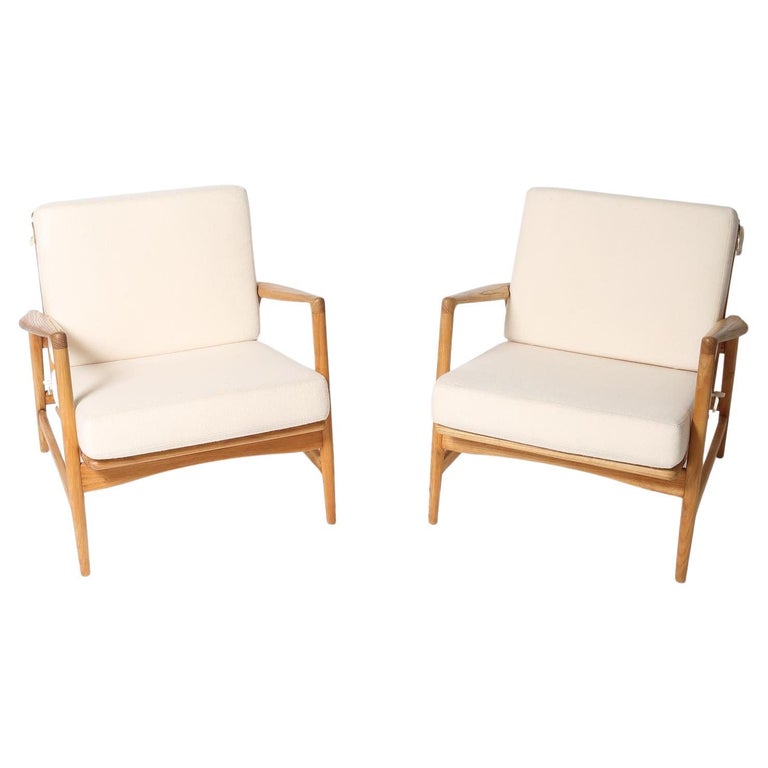 Scandinavian Modern Lounge Chairs, Pair