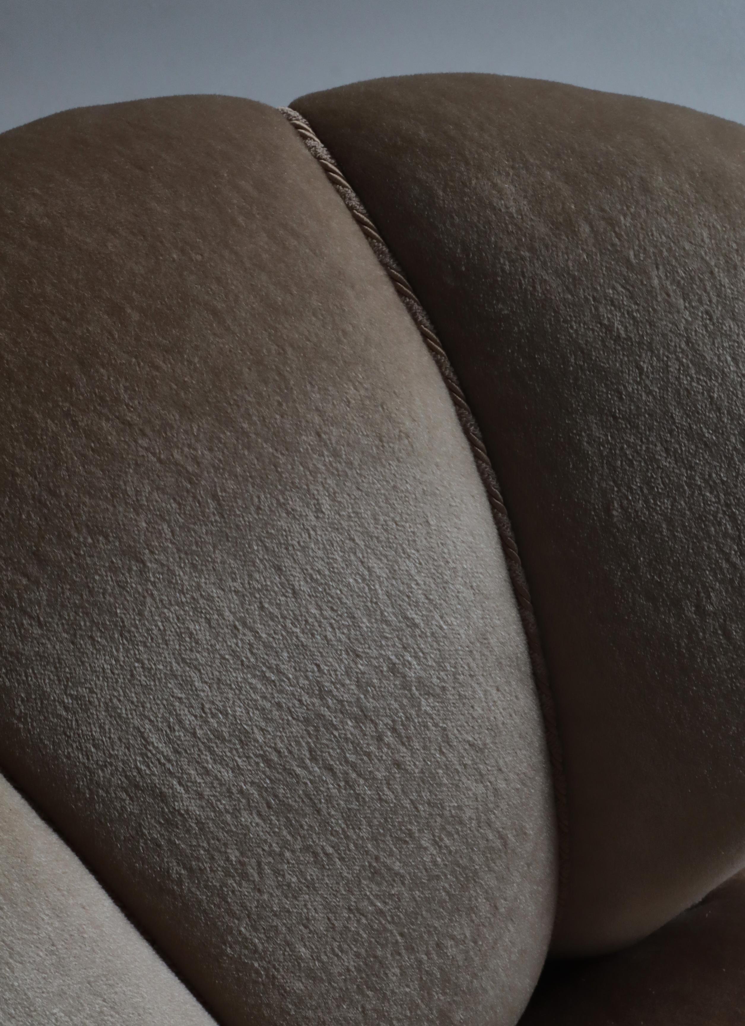 Scandinavian Modern Lounge Chairs Beige Suede Carl Johan Boman, Finland, 1940s 11