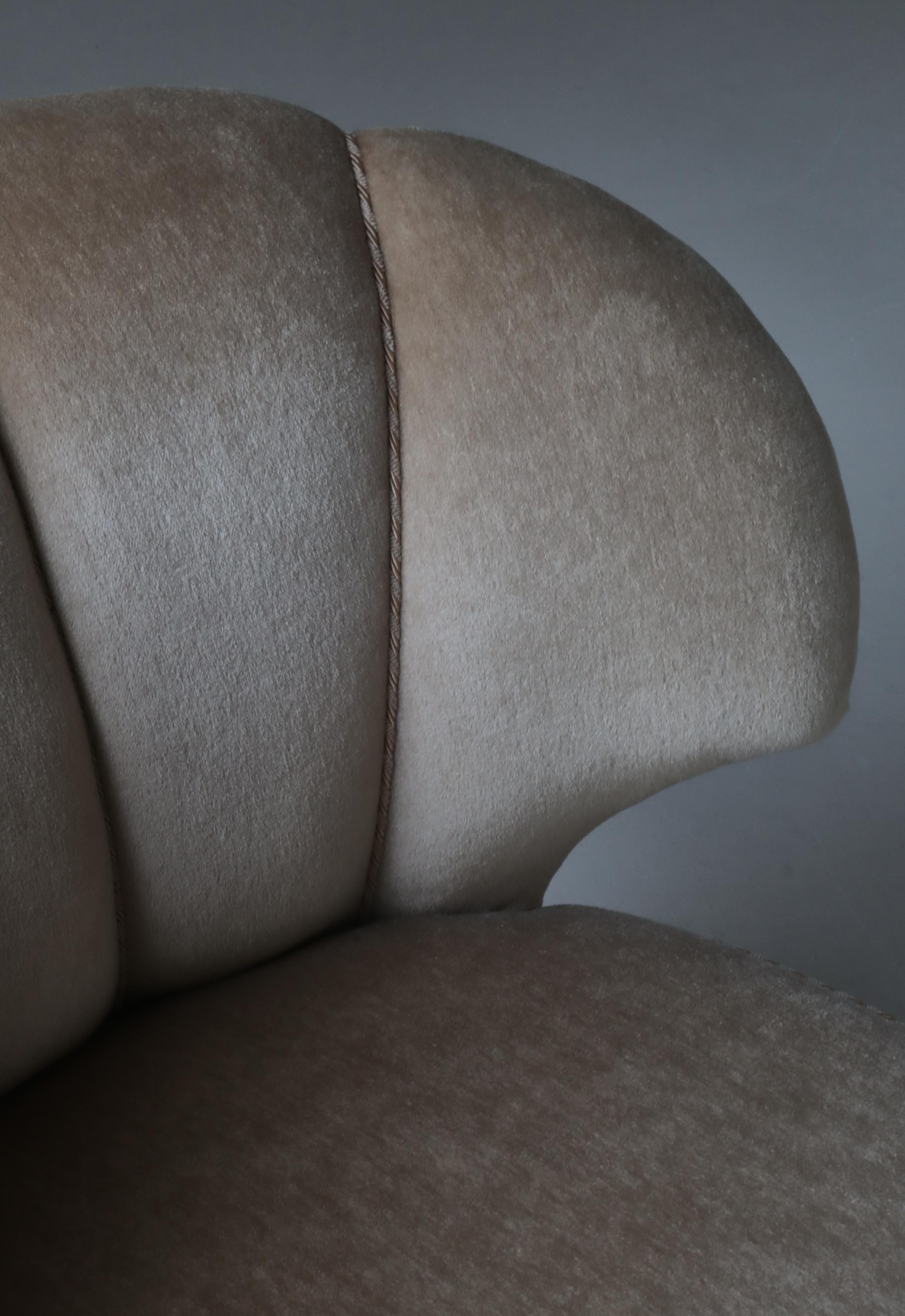 Scandinavian Modern Lounge Chairs Beige Suede Carl Johan Boman, Finland, 1940s 13