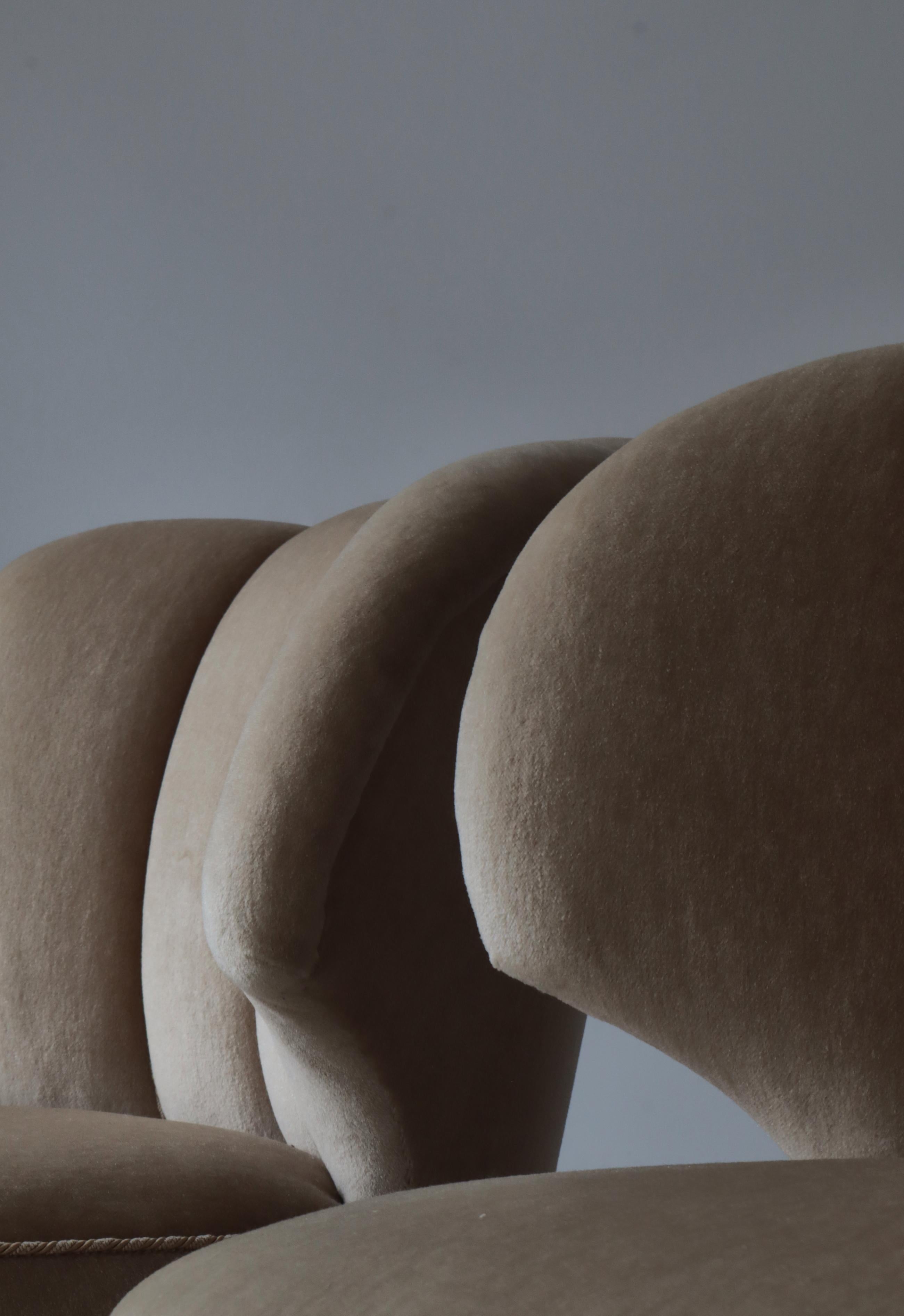 Scandinavian Modern Lounge Chairs Beige Suede Carl Johan Boman, Finland, 1940s 3