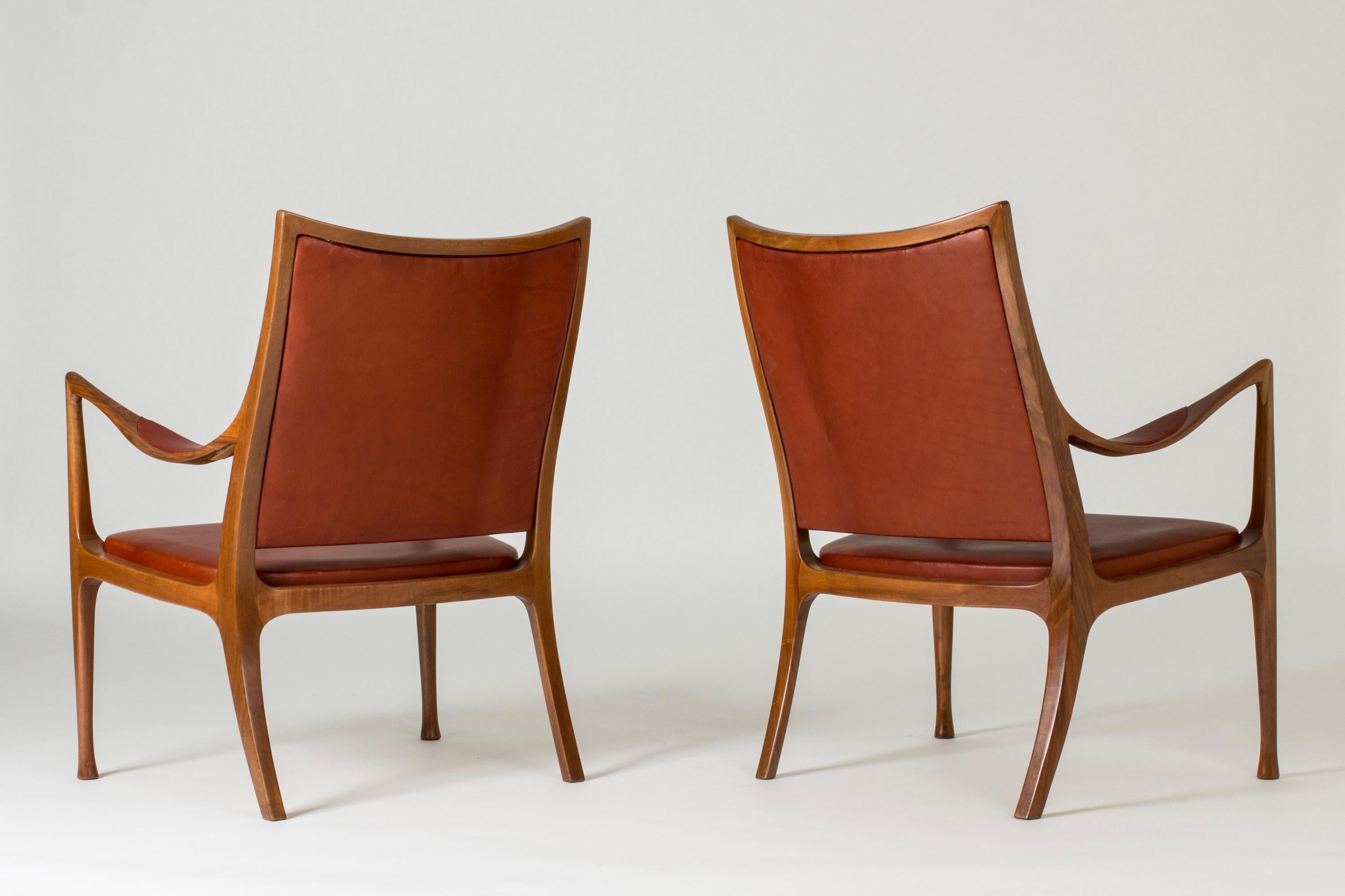 Swedish Scandinavian Modern Lounge Chairs by Hans Asplund, NK, Sweden, 1955 For Sale