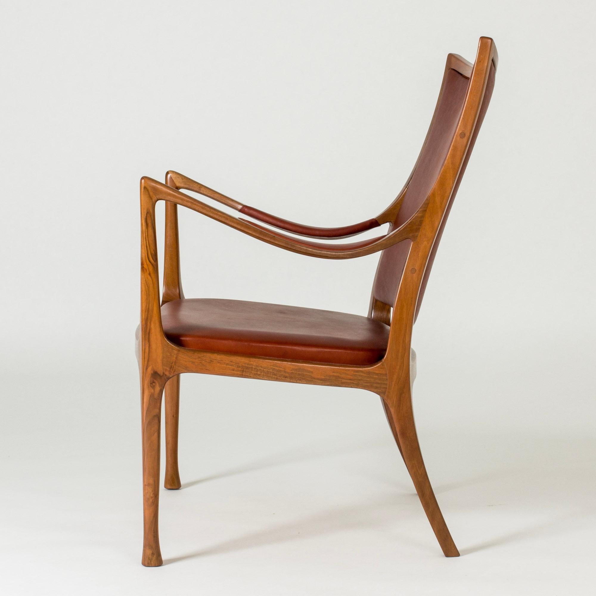 Leather Scandinavian Modern Lounge Chairs by Hans Asplund, NK, Sweden, 1955 For Sale