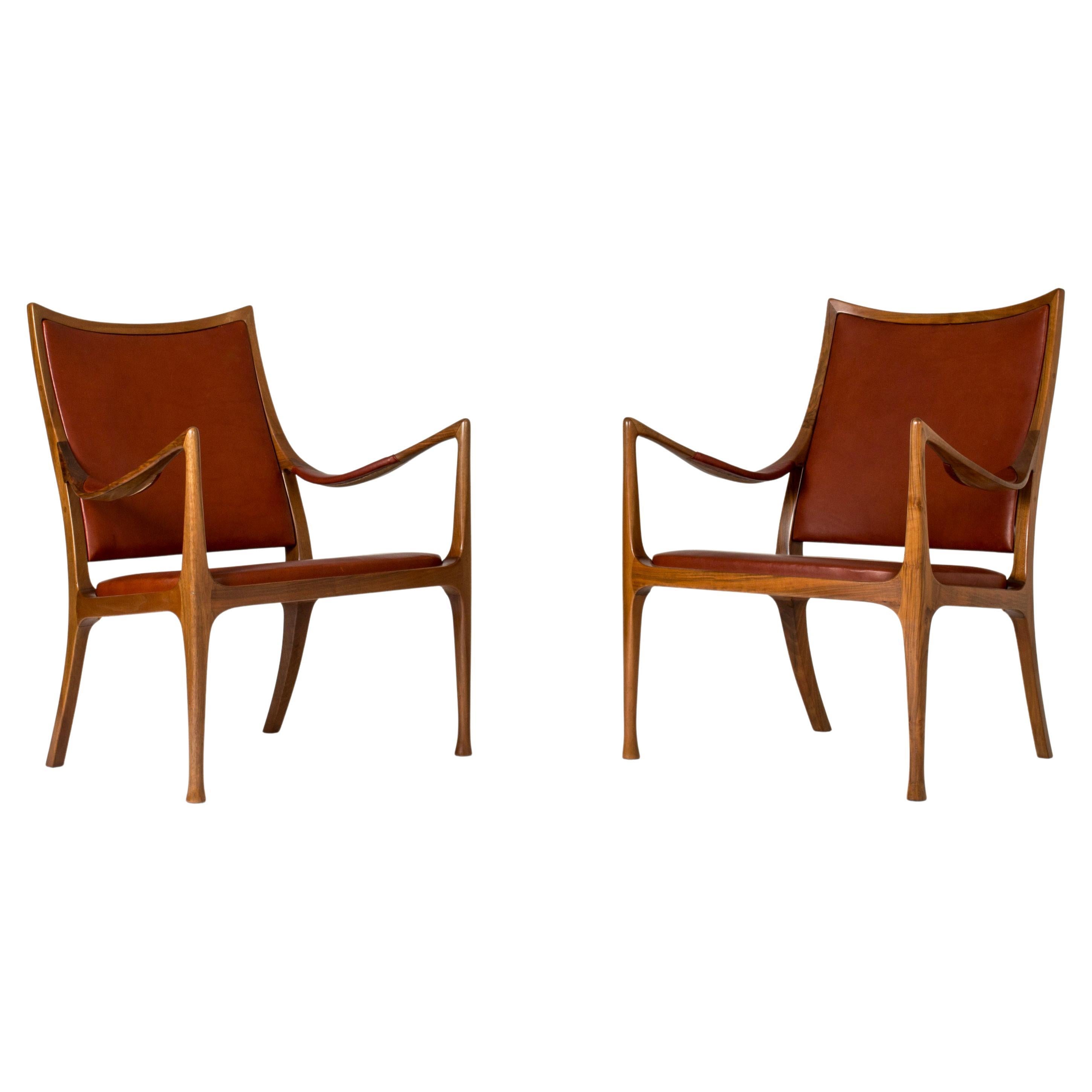 Scandinavian Modern Lounge Chairs by Hans Asplund, NK, Sweden, 1955 For Sale