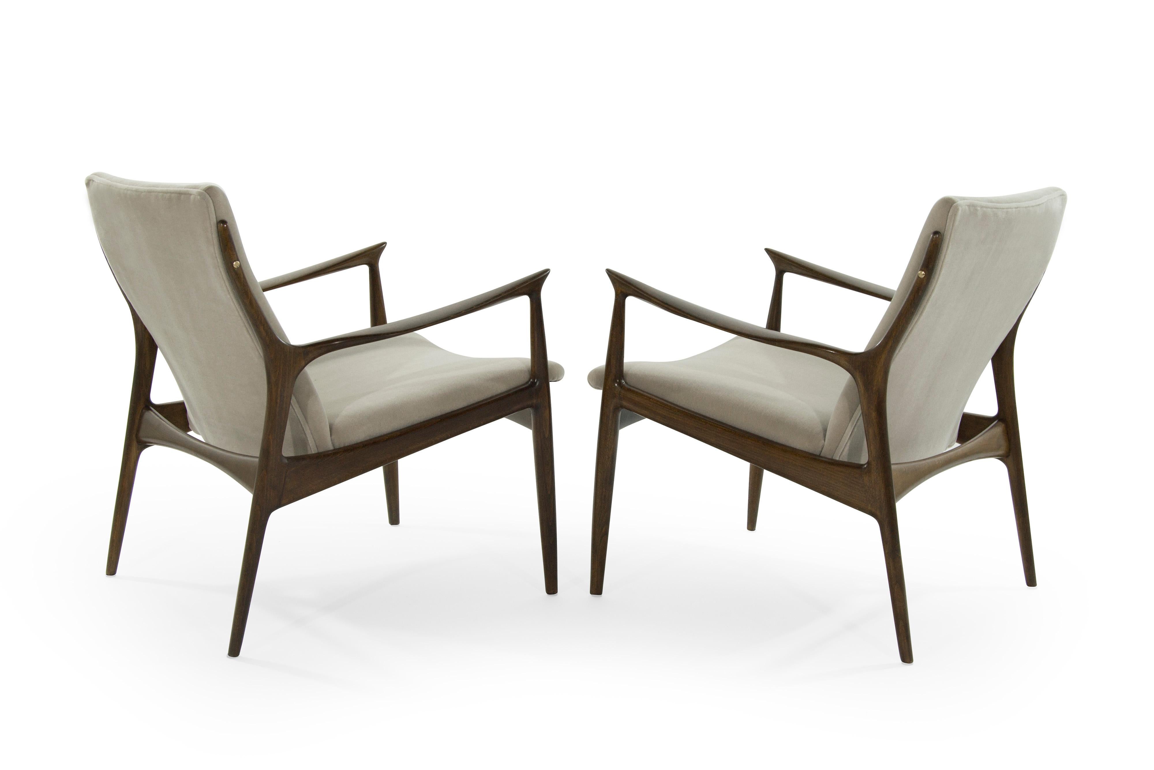 Danish Scandinavian Modern Lounge Chairs by Ib Kofod-Larsen in Mohair
