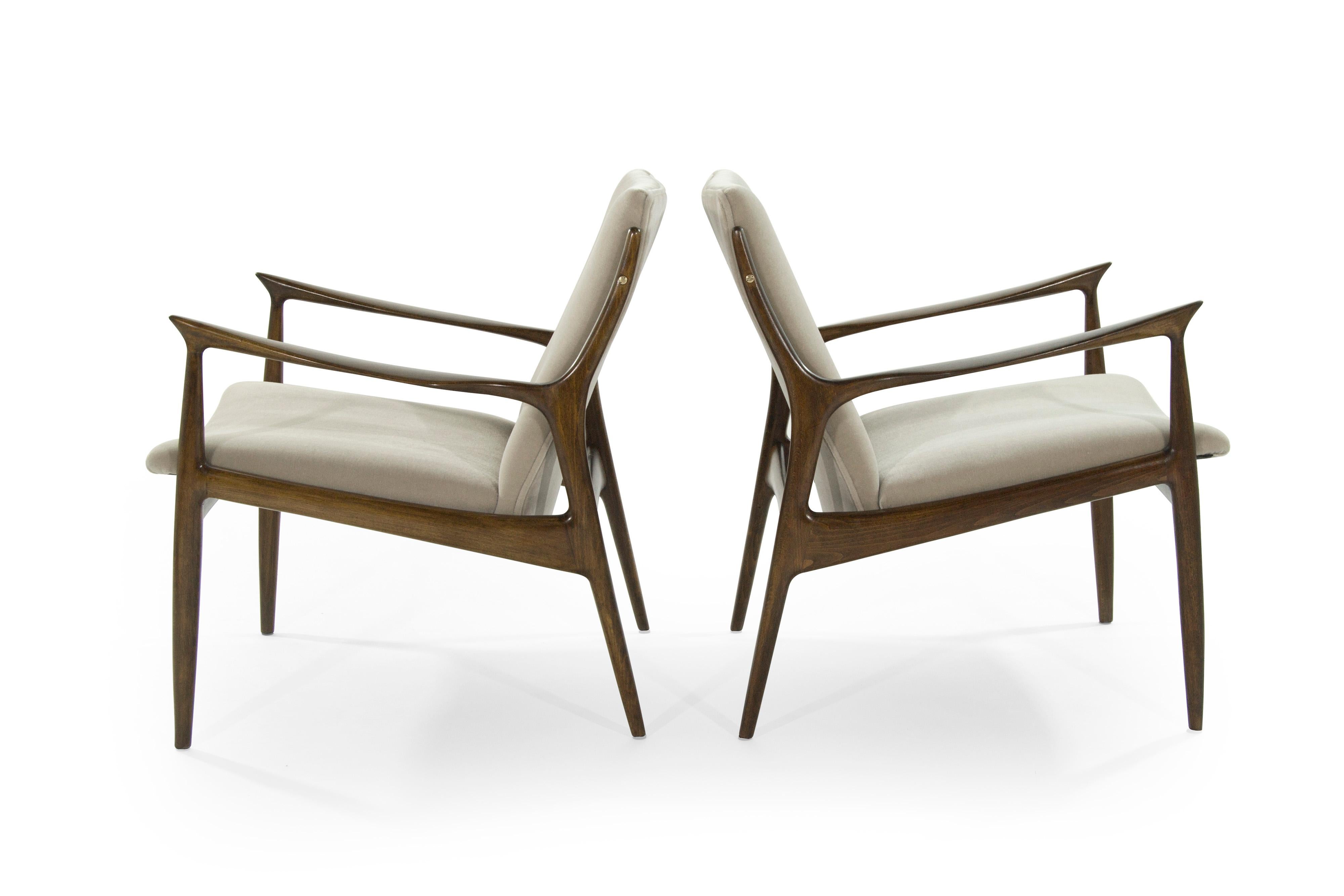 20th Century Scandinavian Modern Lounge Chairs by Ib Kofod-Larsen in Mohair