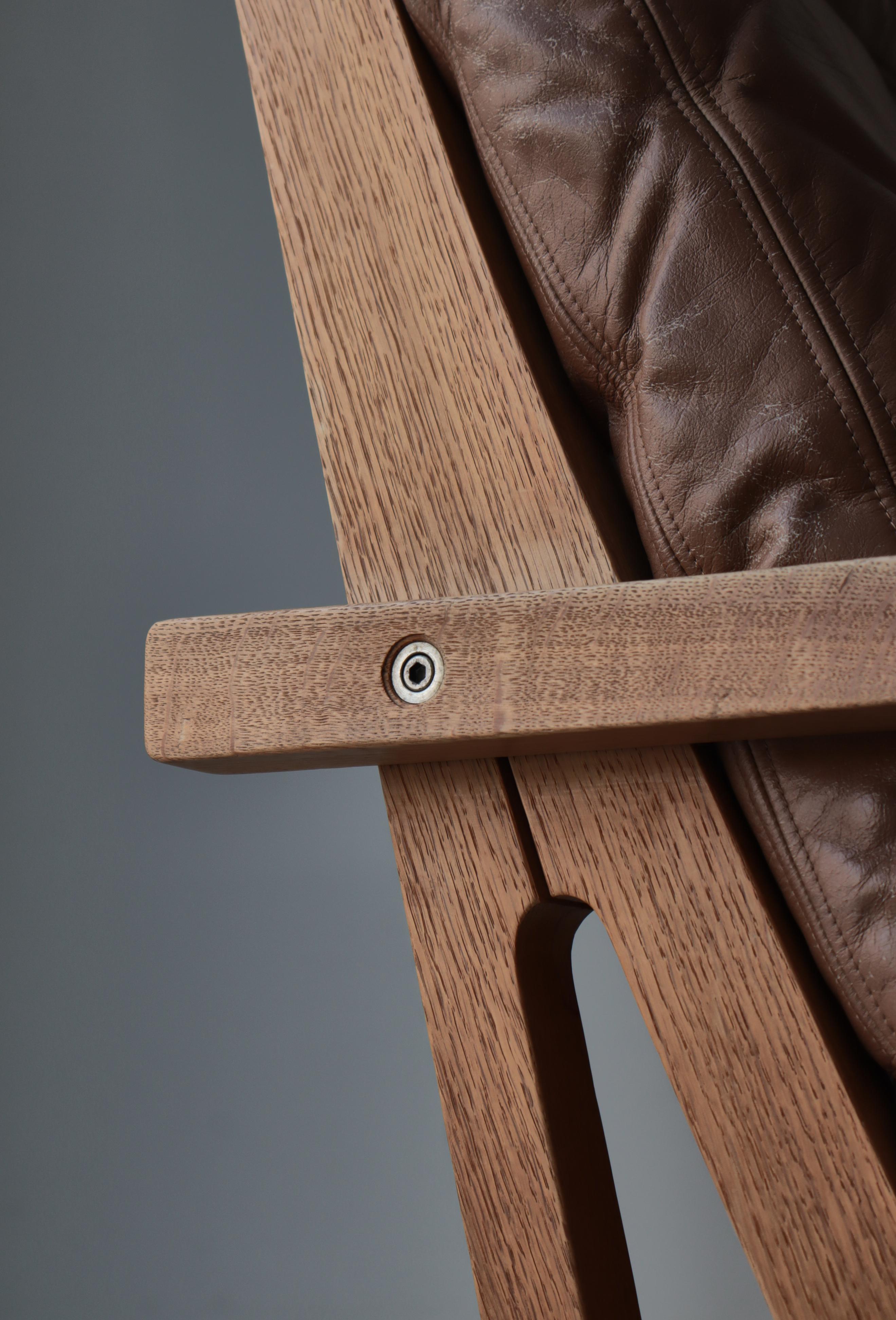 Sedie da salotto The Modern Scandinavian in Oak e pelle di Hans J. Wegner, 1960 in vendita 4