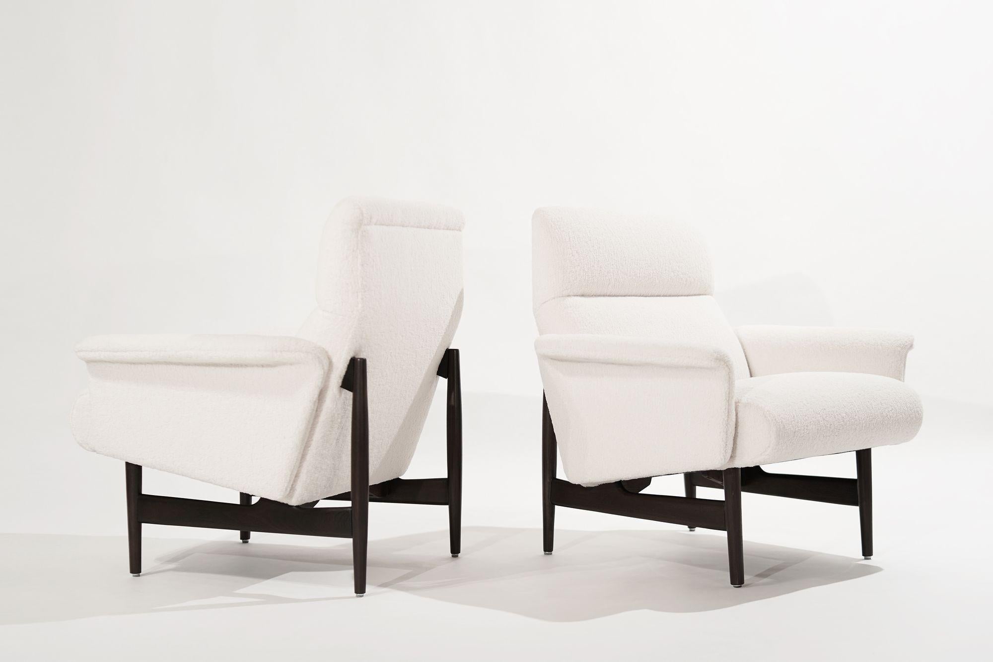 Danish Scandinavian-Modern Lounge Chairs in Wool, 1950s For Sale
