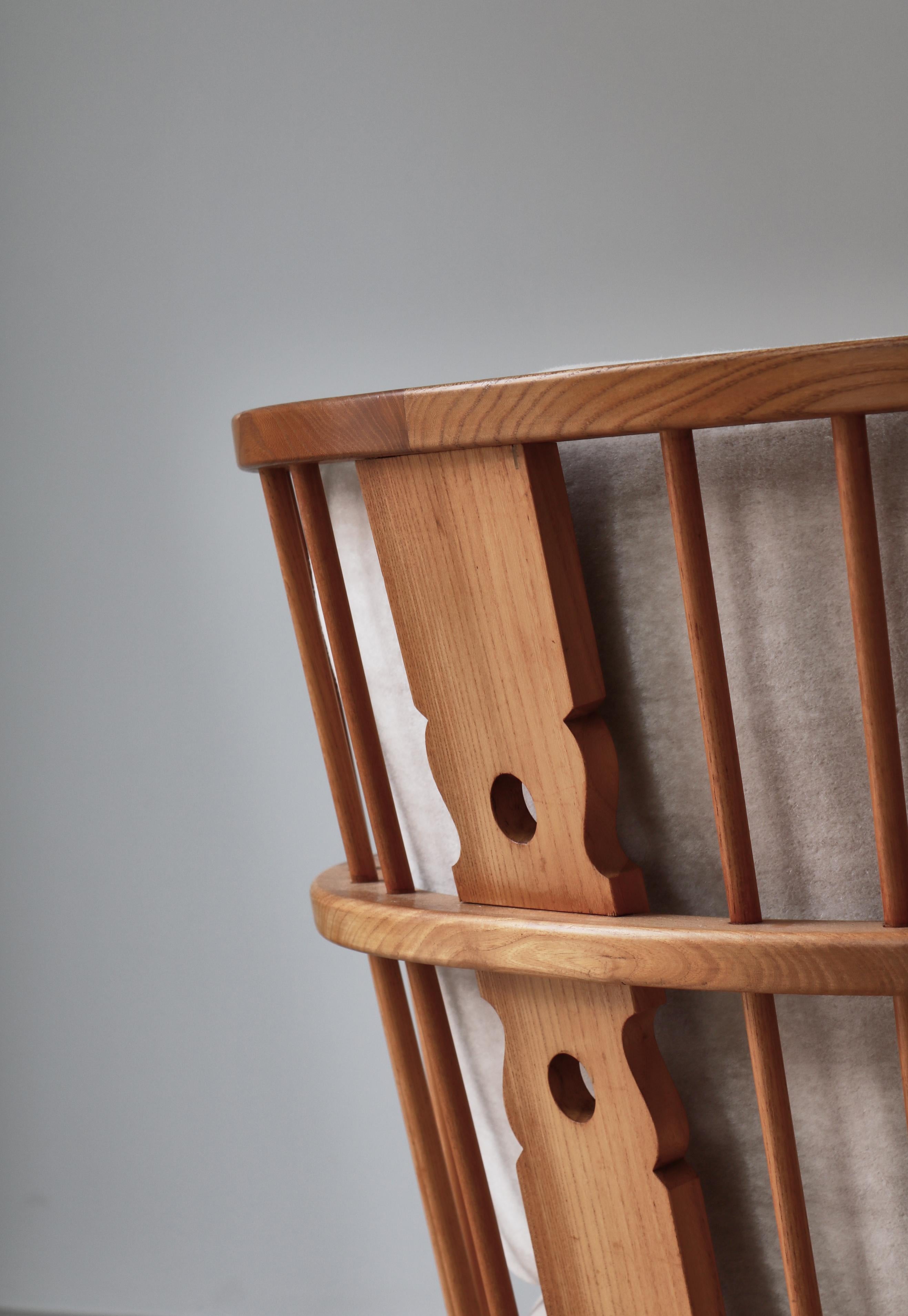 Scandinave  Fauteuils de salon modèle 1590, Fritz Hansen, orme et mohair de velours, années 1940 en vente 6