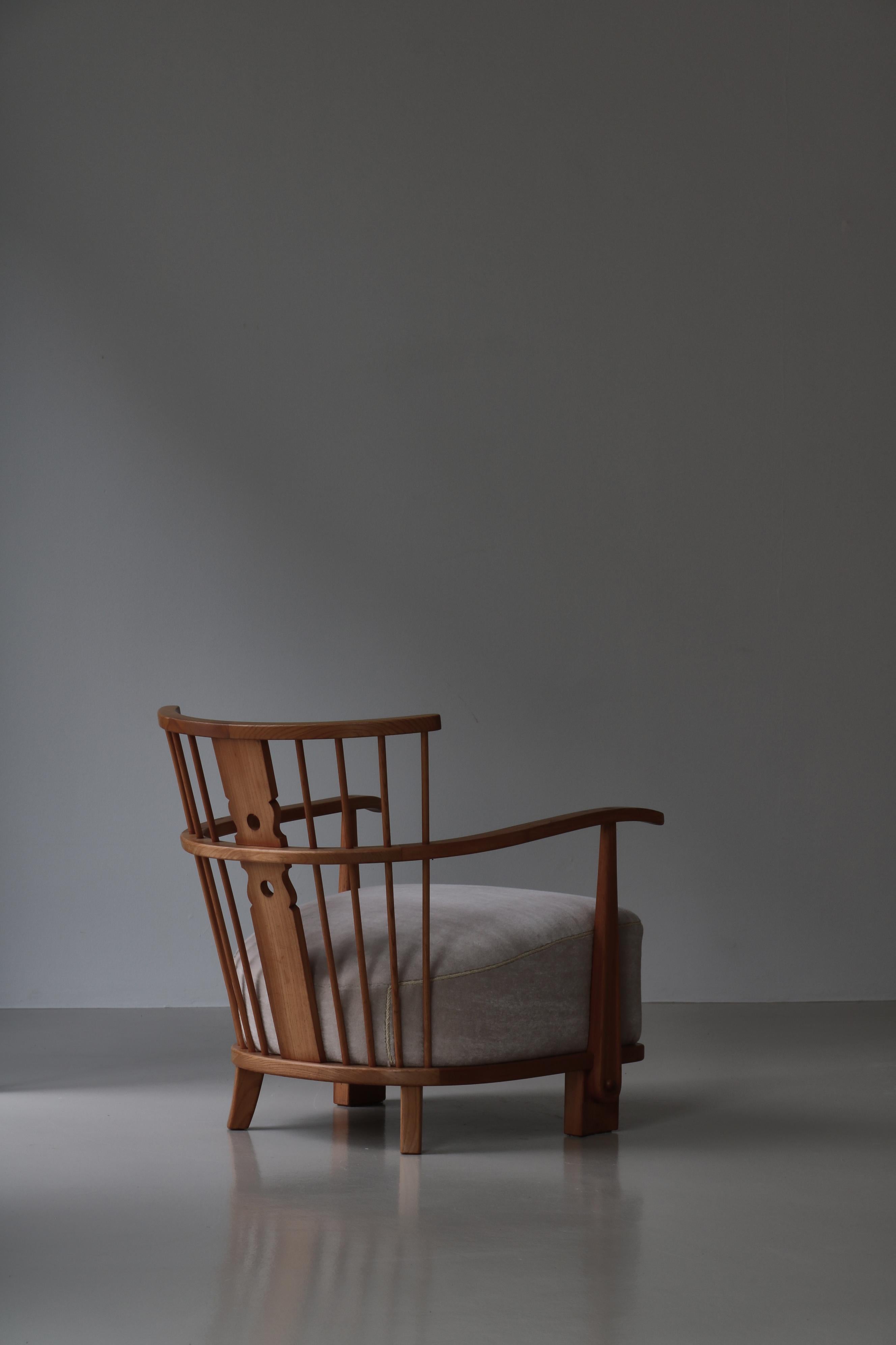 Scandinave  Fauteuils de salon modèle 1590, Fritz Hansen, orme et mohair de velours, années 1940 en vente 11