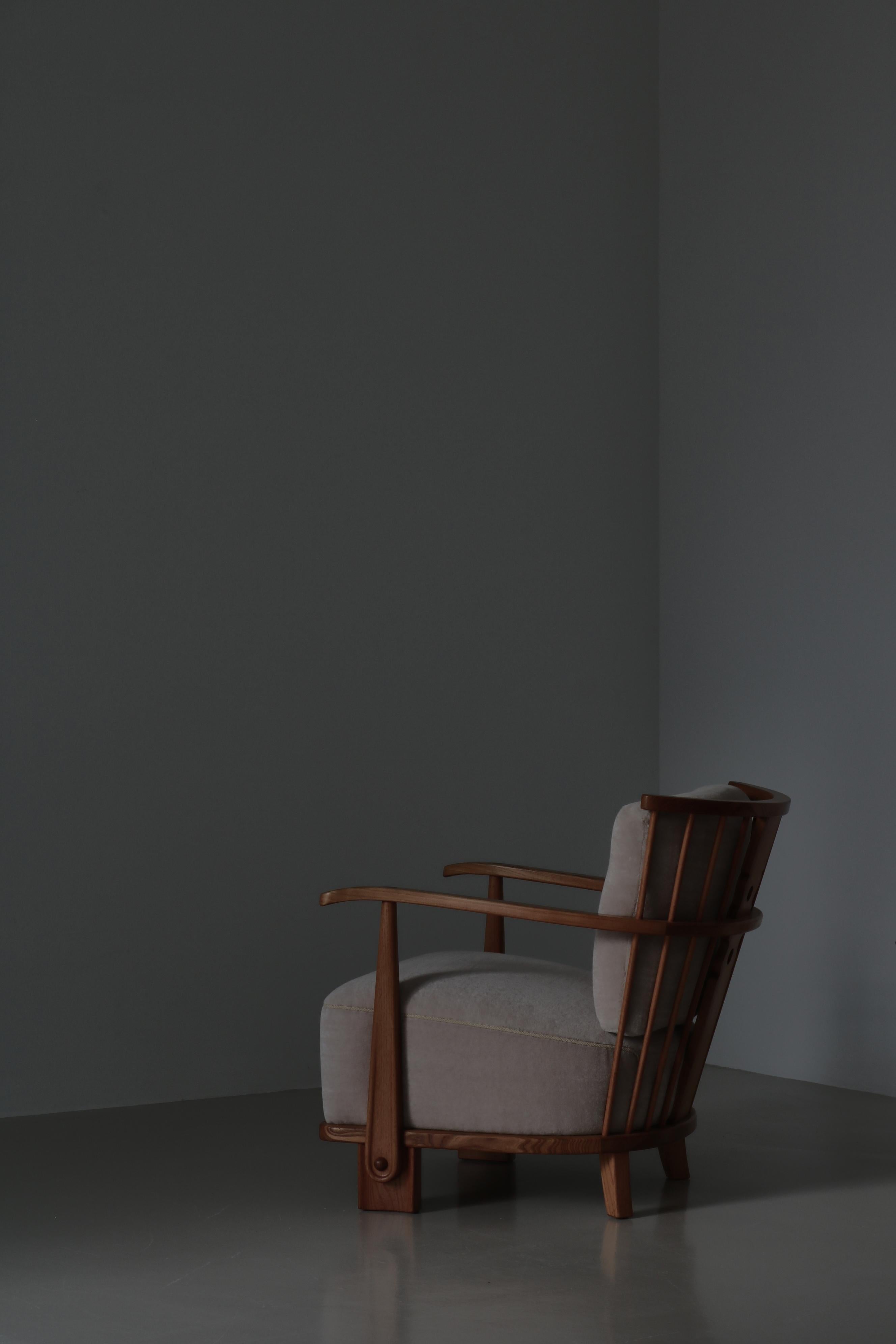 Scandinave  Fauteuils de salon modèle 1590, Fritz Hansen, orme et mohair de velours, années 1940 en vente 12