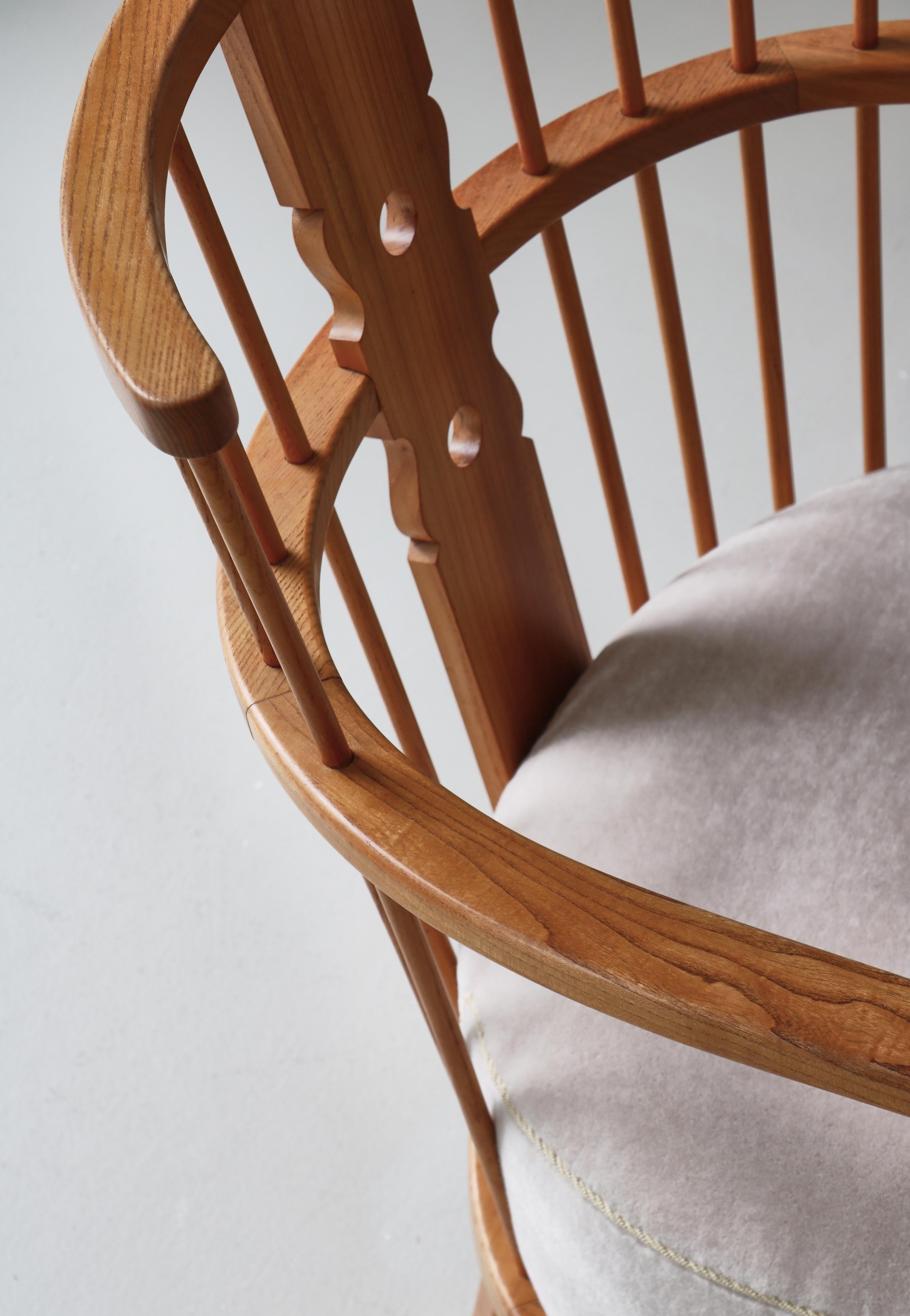 Scandinave  Fauteuils de salon modèle 1590, Fritz Hansen, orme et mohair de velours, années 1940 en vente 2