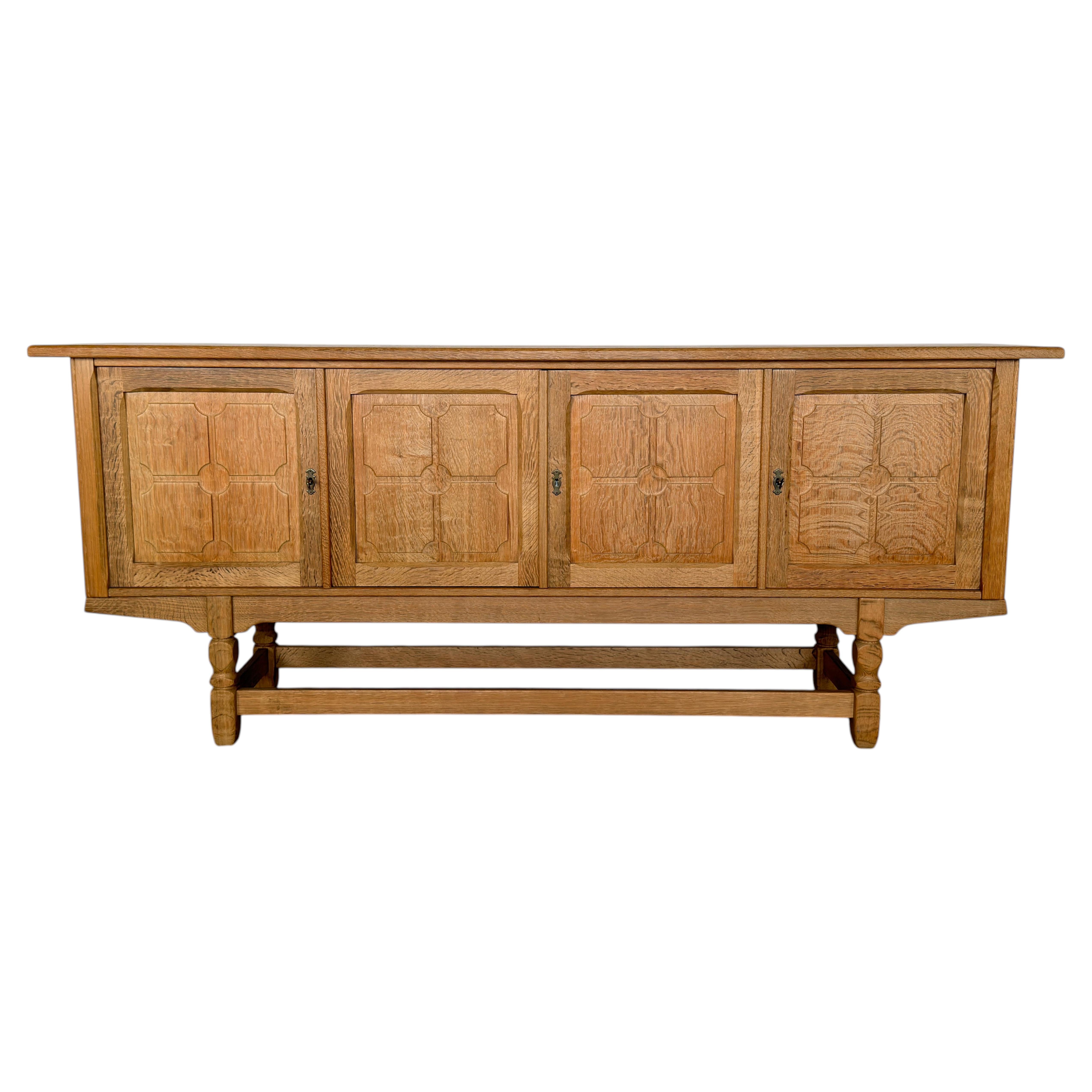 Scandinavian Modern, Low Sculptural Oak Sideboard, Danish Cabinetmaker, 1960s