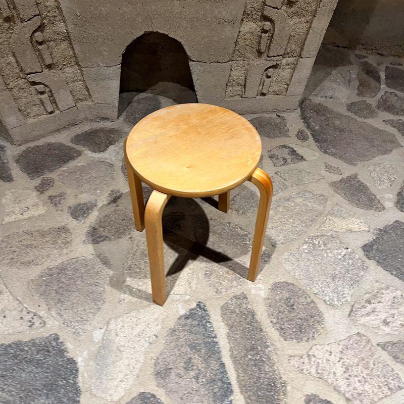 20th Century Scandinavian Modern Low Stool Four-Legged Birch Wood