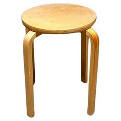 Scandinavian Modern Low Stool Four-Legged Birch Wood