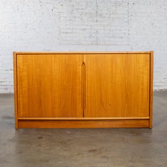 Scandinavian Modern Low Teak Storage Cabinet Small Buffet or Credenza