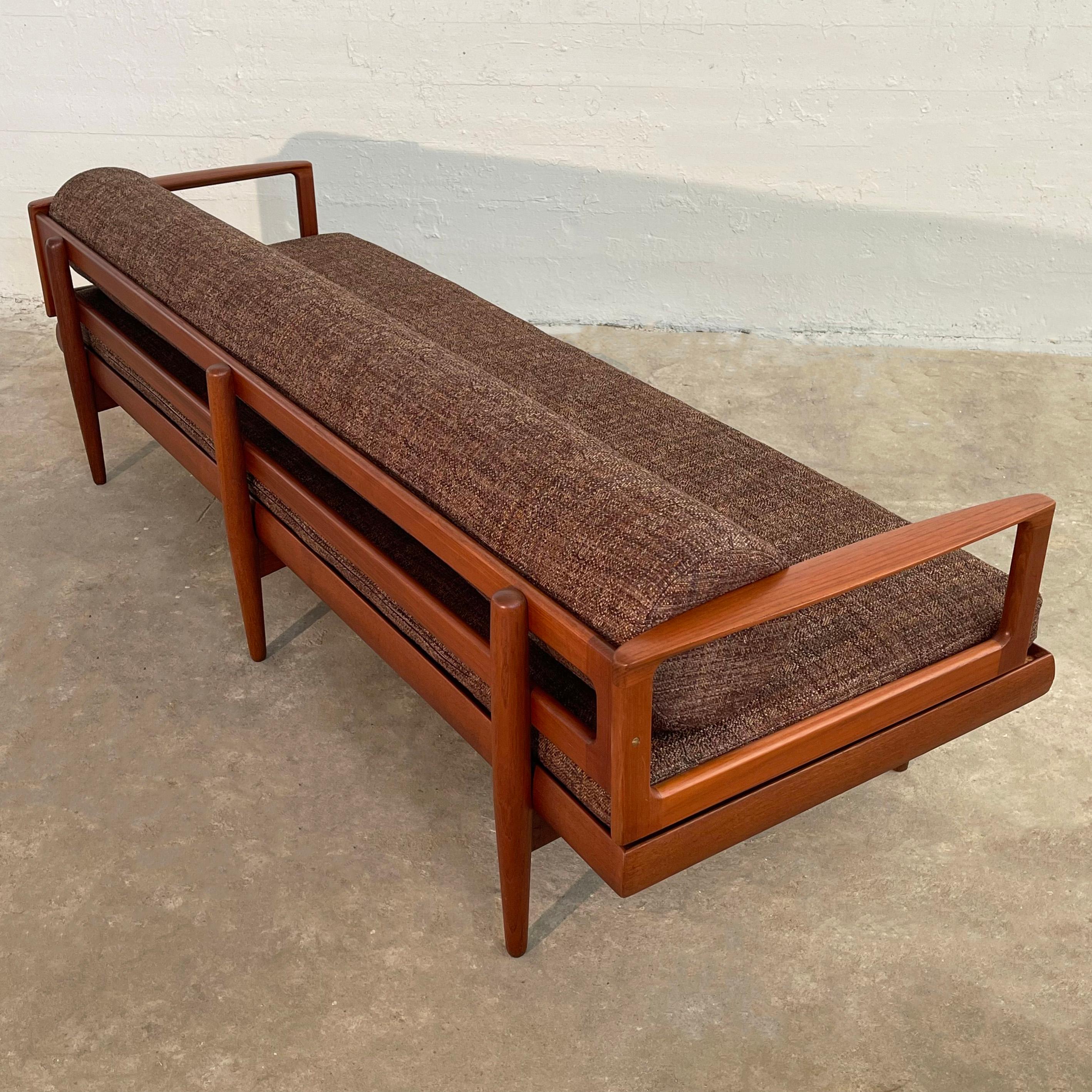 Scandinavian Modern Low Teak Upholstered Sofa For Sale 5