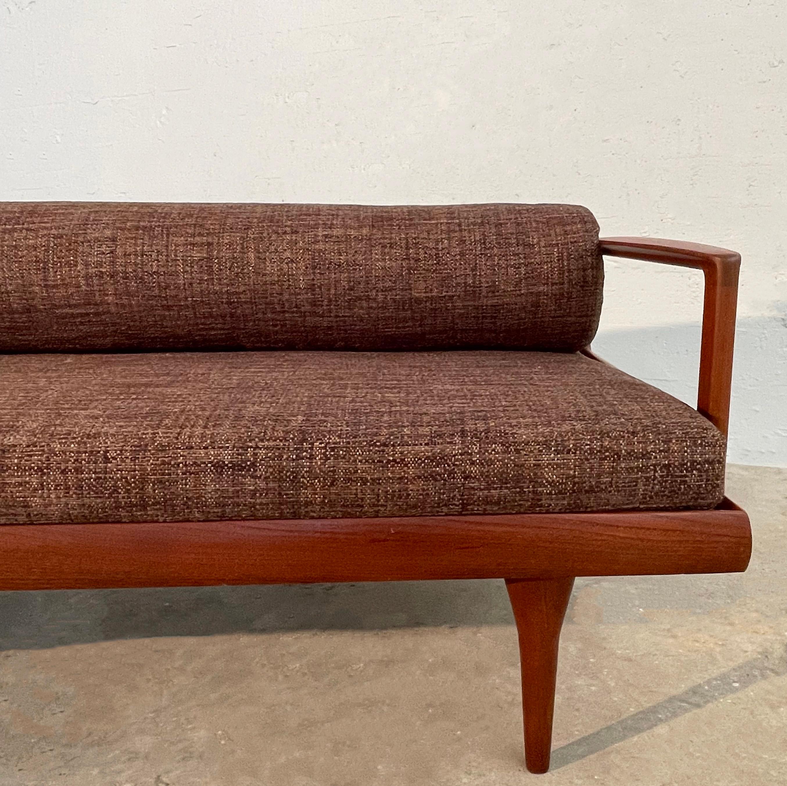Scandinavian Modern Low Teak Upholstered Sofa For Sale 6