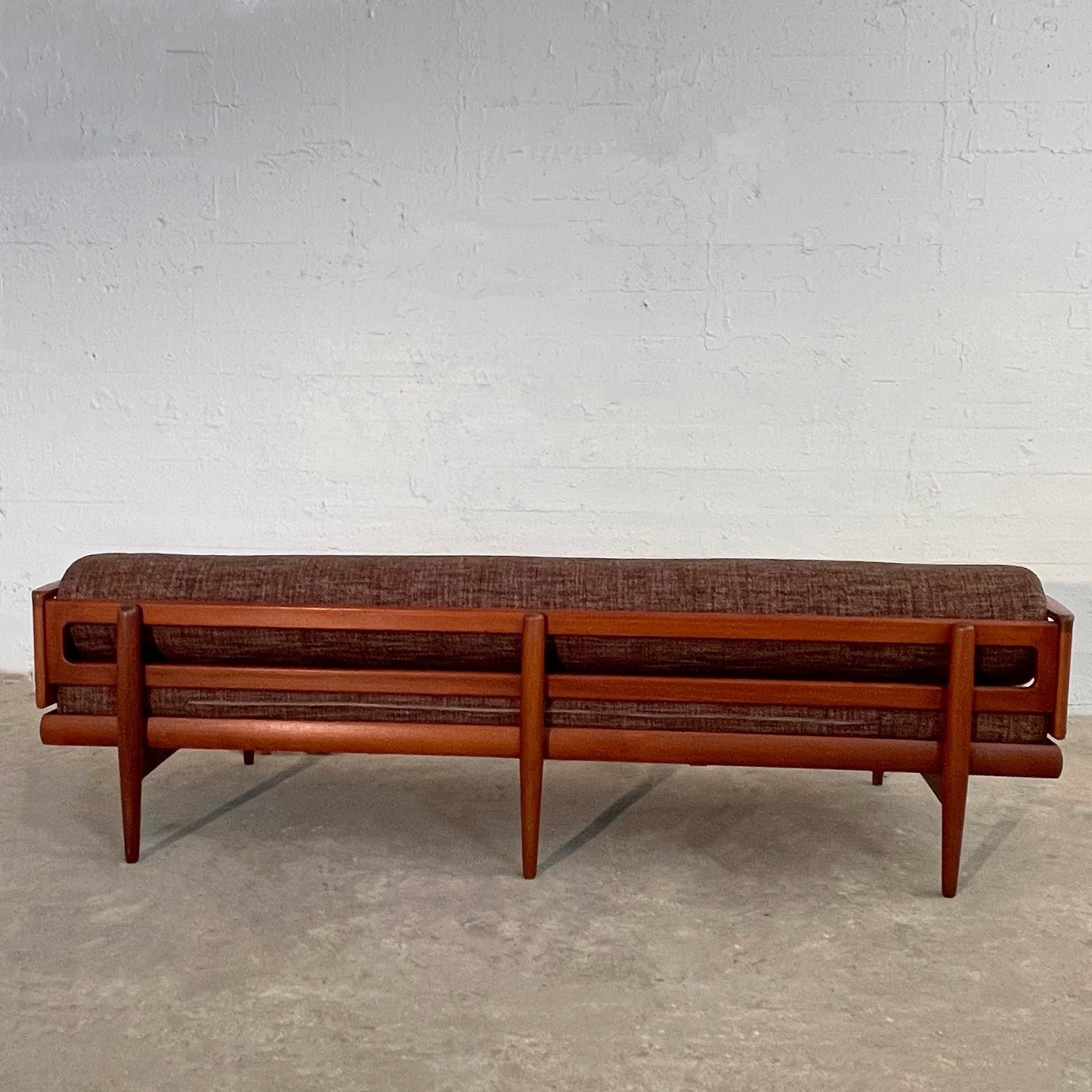 Scandinavian Modern Low Teak Upholstered Sofa For Sale 7
