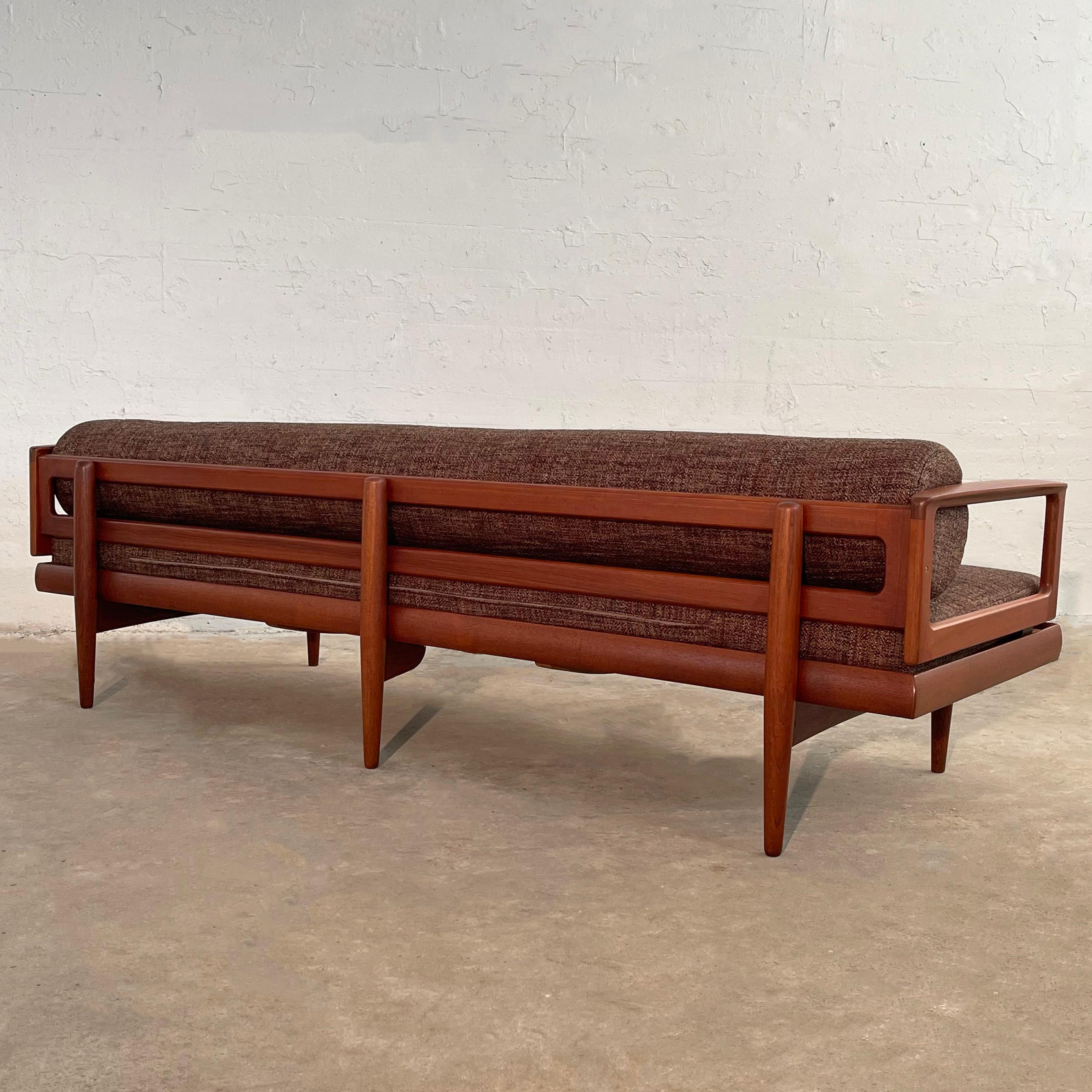 Scandinavian Modern Low Teak Upholstered Sofa For Sale 2