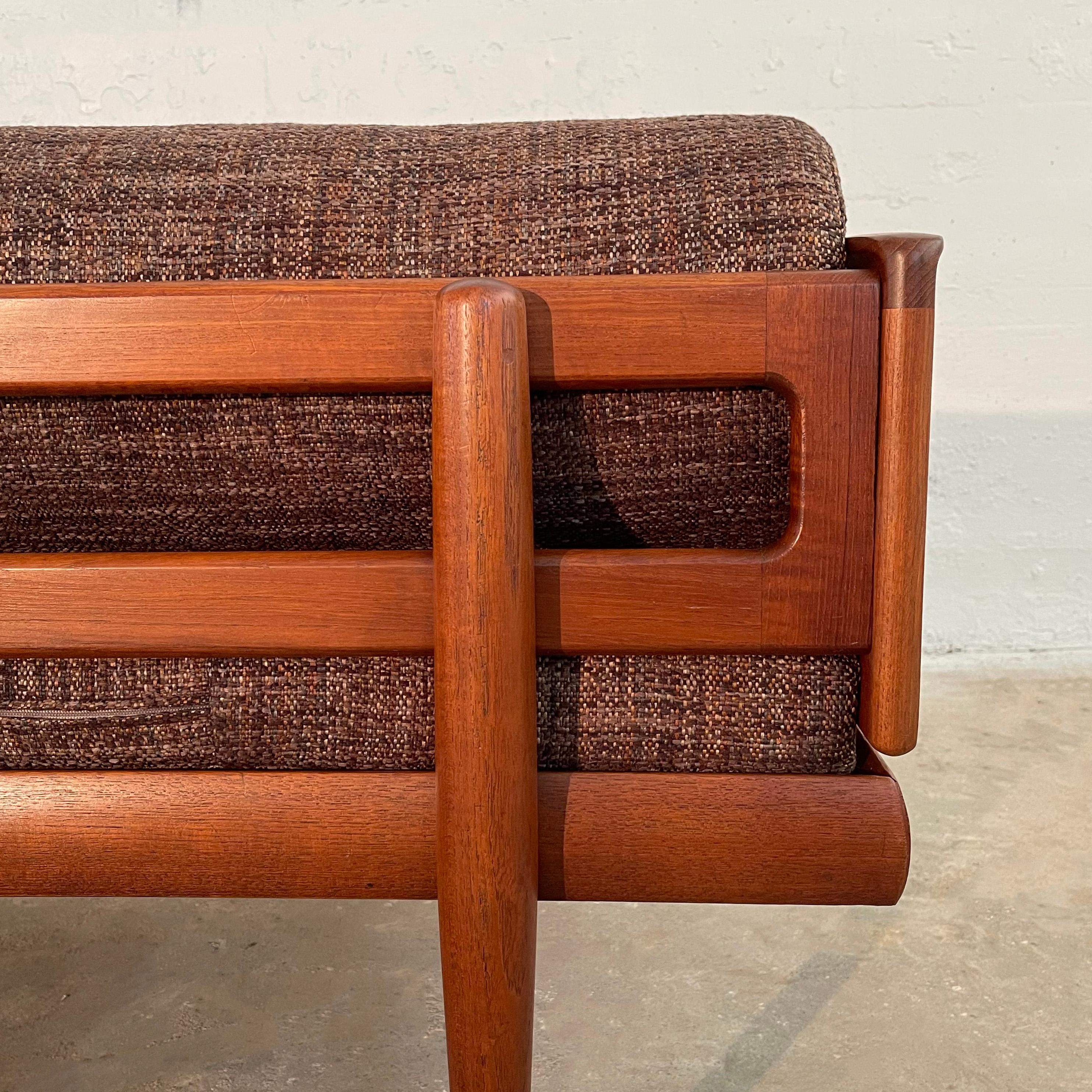 Scandinavian Modern Low Teak Upholstered Sofa For Sale 3