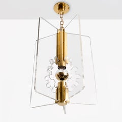 Scandinavian Modern Lucite and Brass Pendant by Hans-Agne Jakobsson for Markaryd