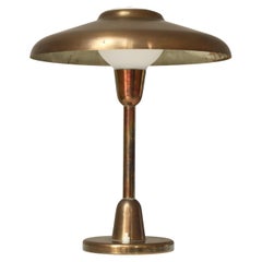 Scandinavian Modern LYFA Table Lamp Patinated Brass Opal Glass 1940s