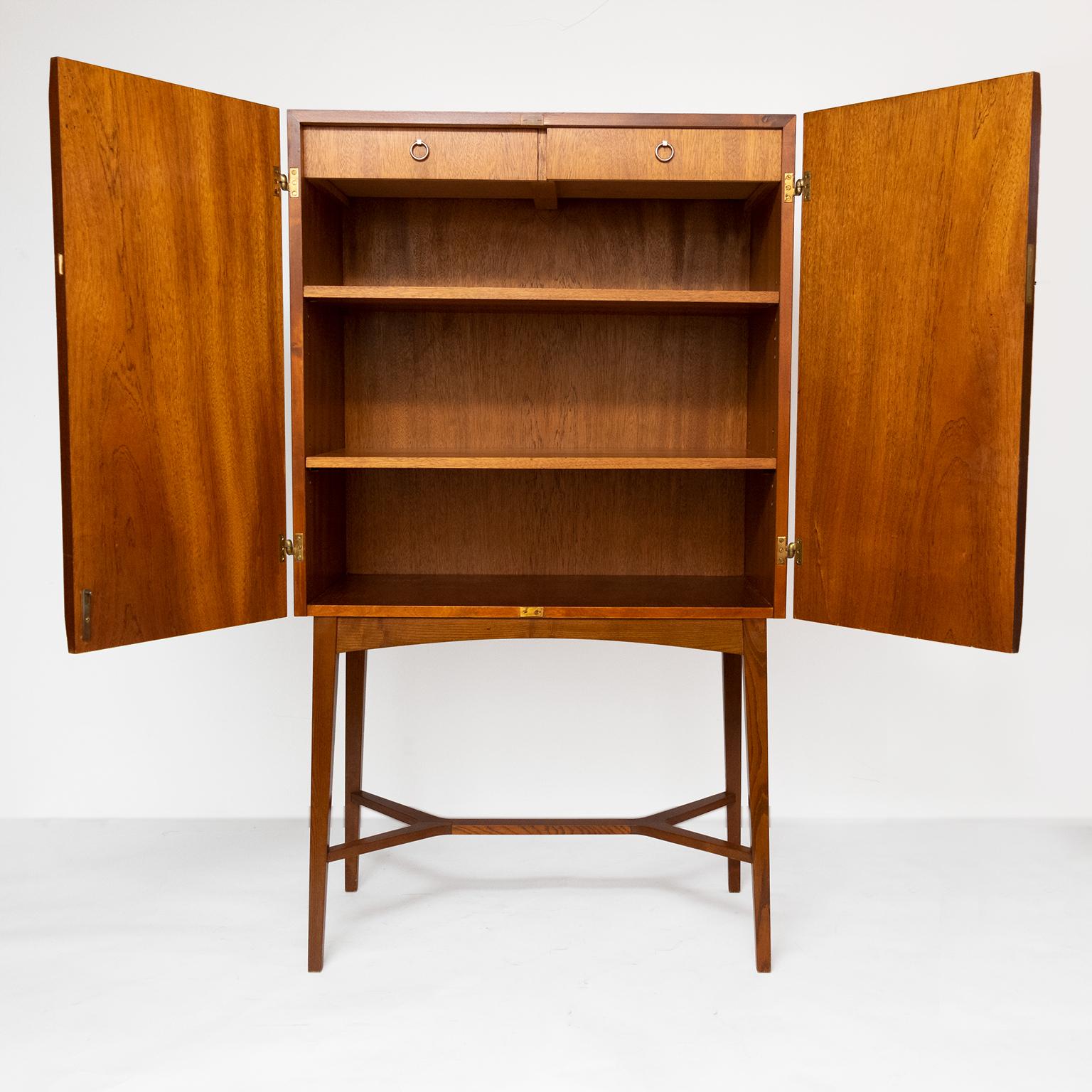 20th Century Scandinavian Modern Mahogany Cabinet with Double Parquetry Doors