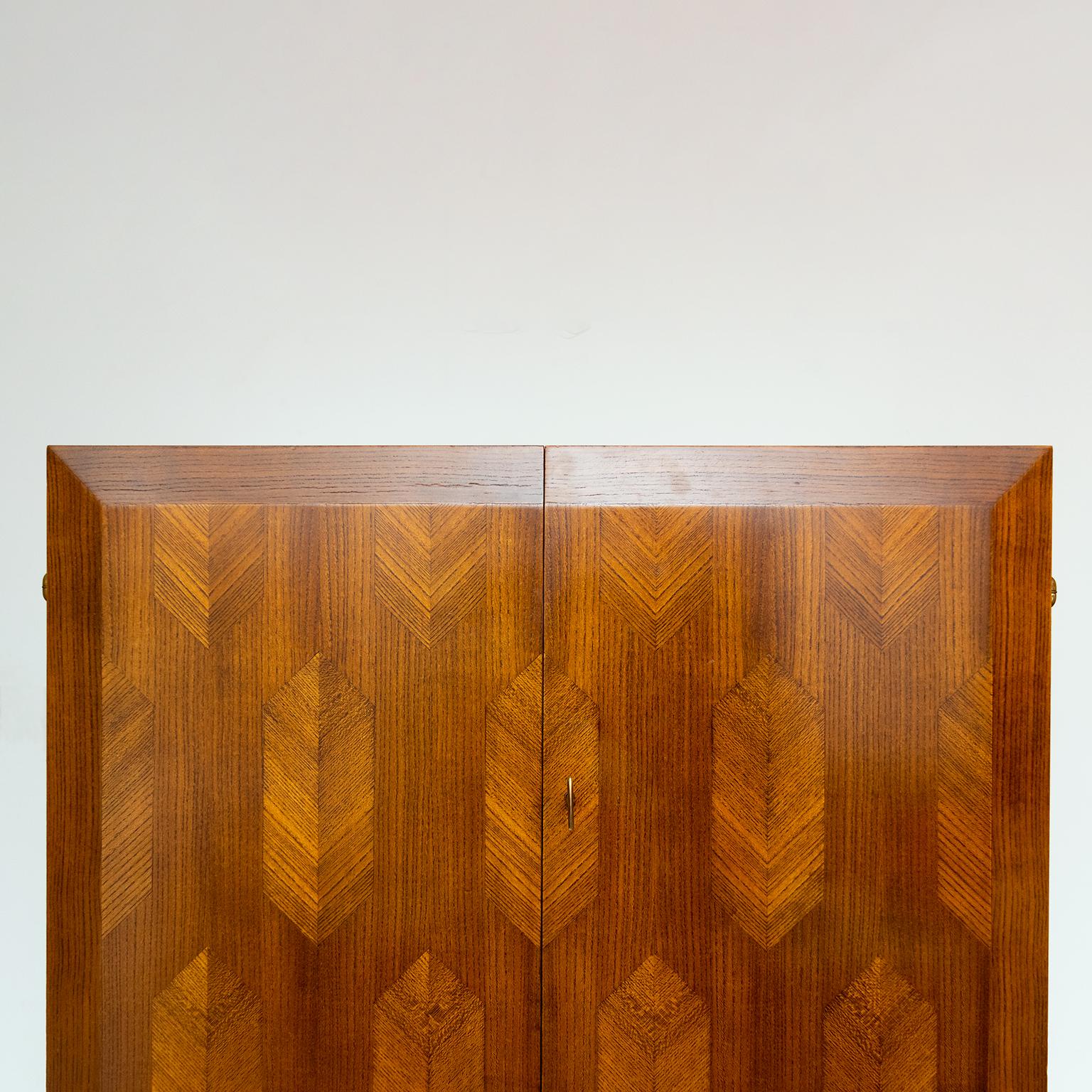 Scandinavian Modern Mahogany Cabinet with Double Parquetry Doors 1