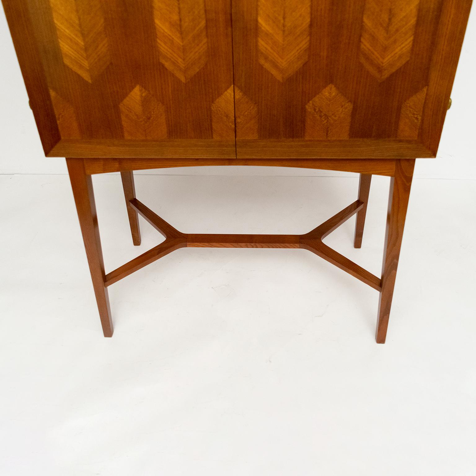 Scandinavian Modern Mahogany Cabinet with Double Parquetry Doors 5