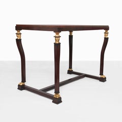 Scandinavian Modern Mahogany Console Table with Parcel-Gilt Carved Caryatids