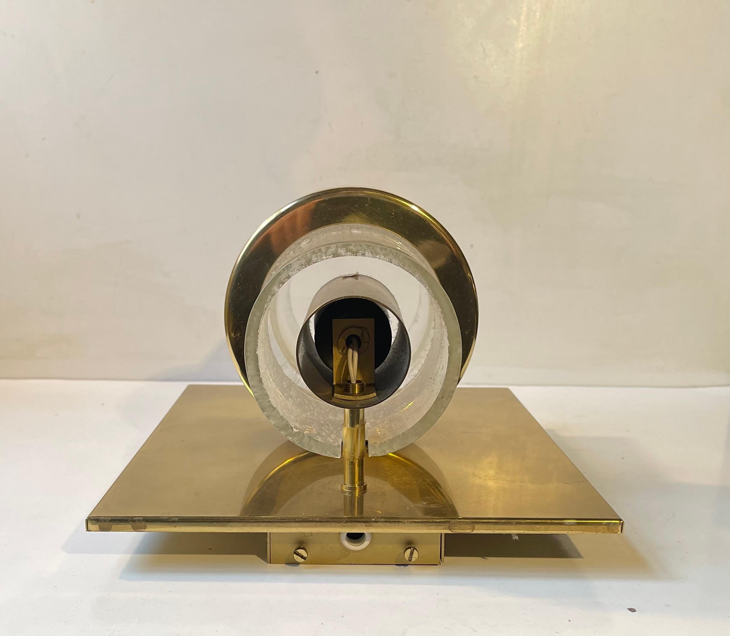 Scandinavian Modern Maritime Wall Sconces in Brass & Glass by Jonas Hidle, 1970s In Good Condition For Sale In Esbjerg, DK