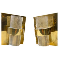 Scandinavian Modern Maritime Wall Sconces in Brass & Glass by Jonas Hidle, 1970s