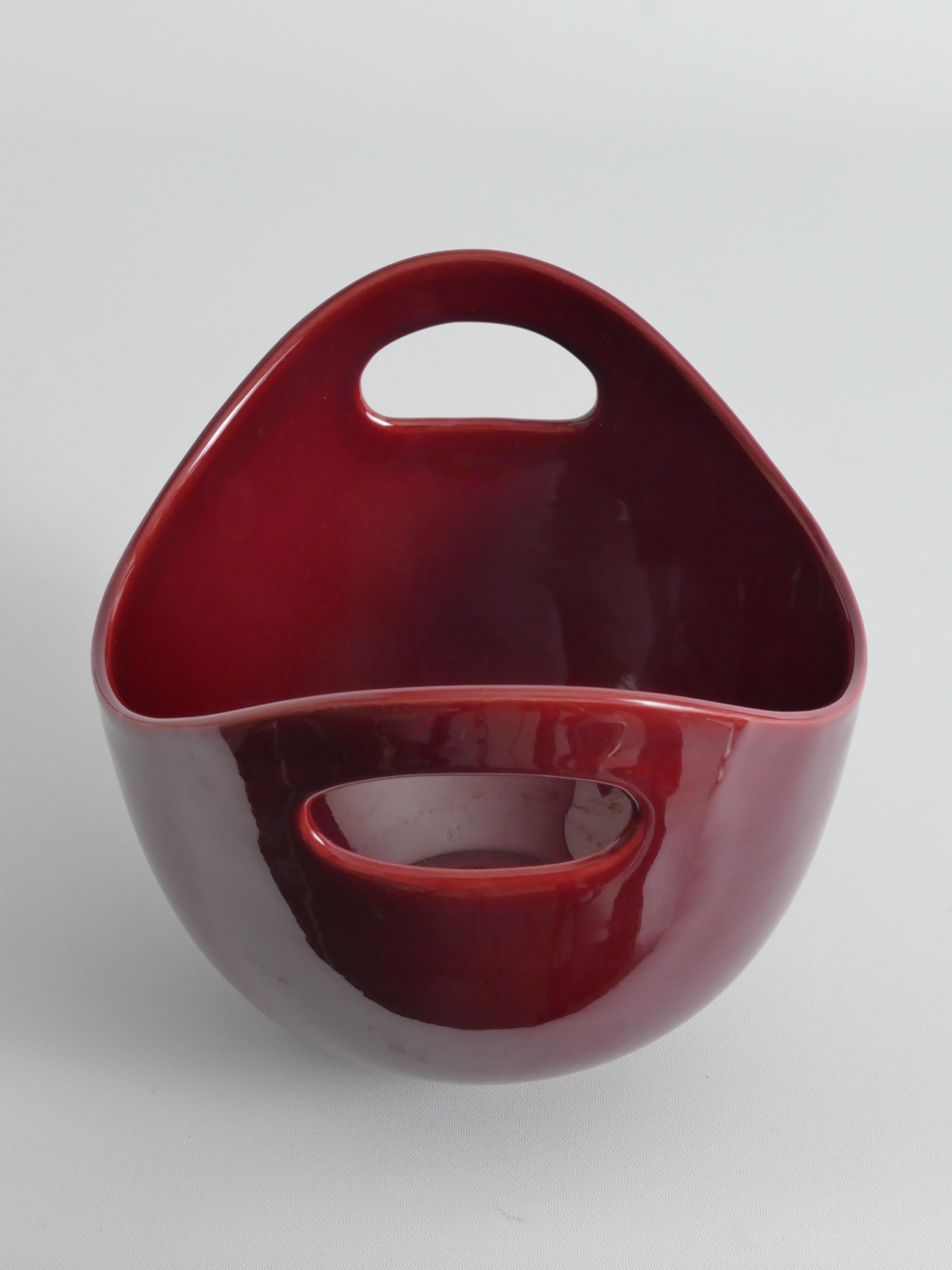 Scandinavian Modern Merlot Red Stoneware Bowl by SYCO, Sweden, 1950s For Sale 7