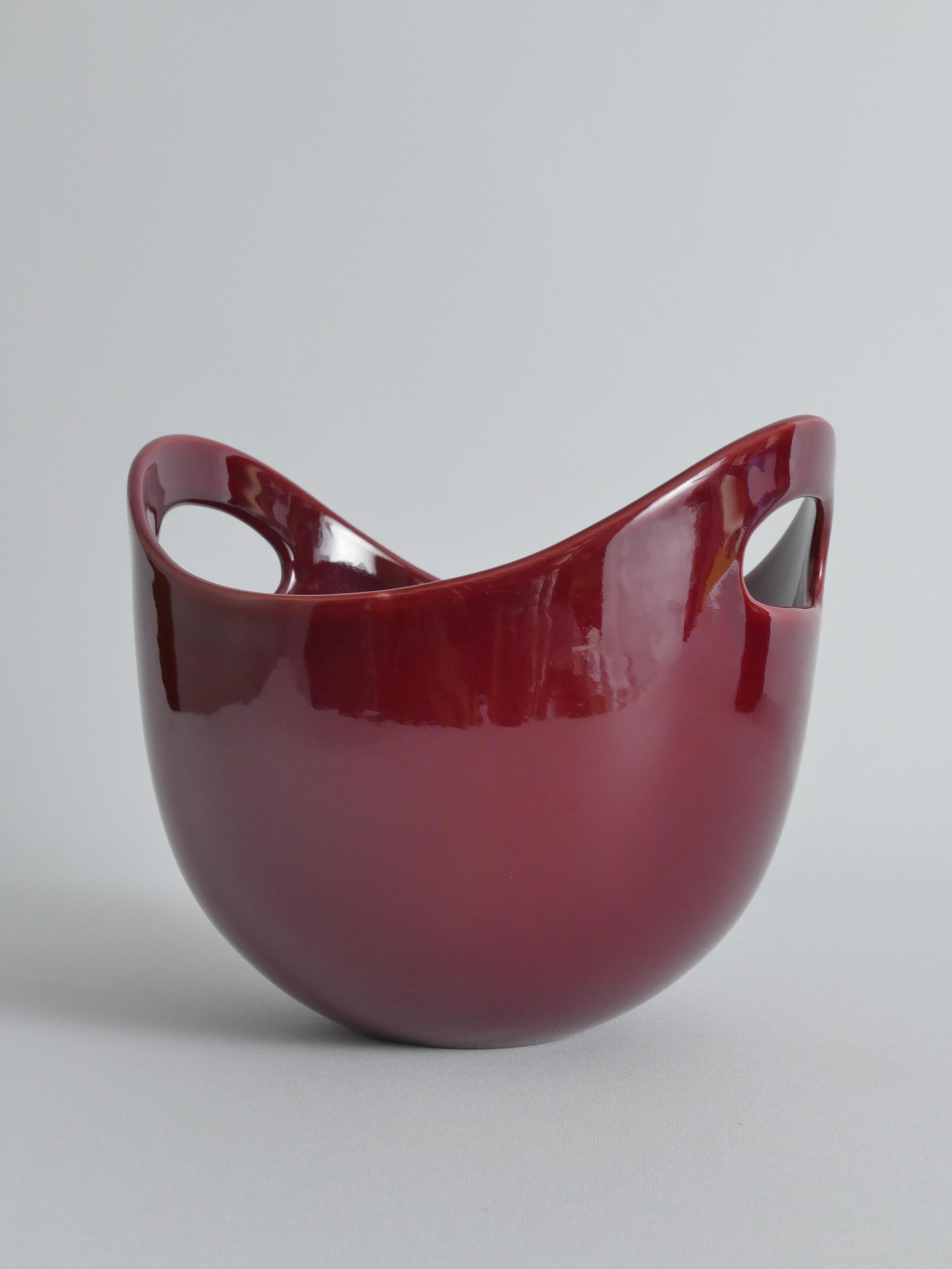 Mid-Century Modern Scandinavian Modern Merlot Red Stoneware Bowl by SYCO, Sweden, 1950s For Sale