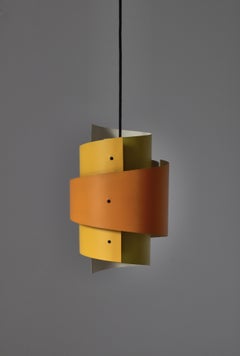 Skandinavische gelbe / orangefarbene Pendelleuchte von Simon Henningsen LYFA, Dänemark, 1960er Jahre
