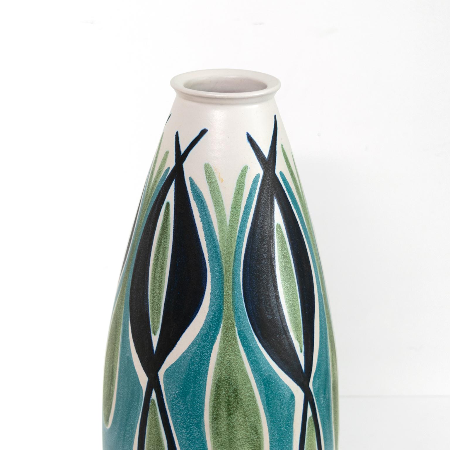 Scandinavian Modern, Mette Doller & Ivar Ericsson Large Hand Decorated Vase In Good Condition For Sale In New York, NY