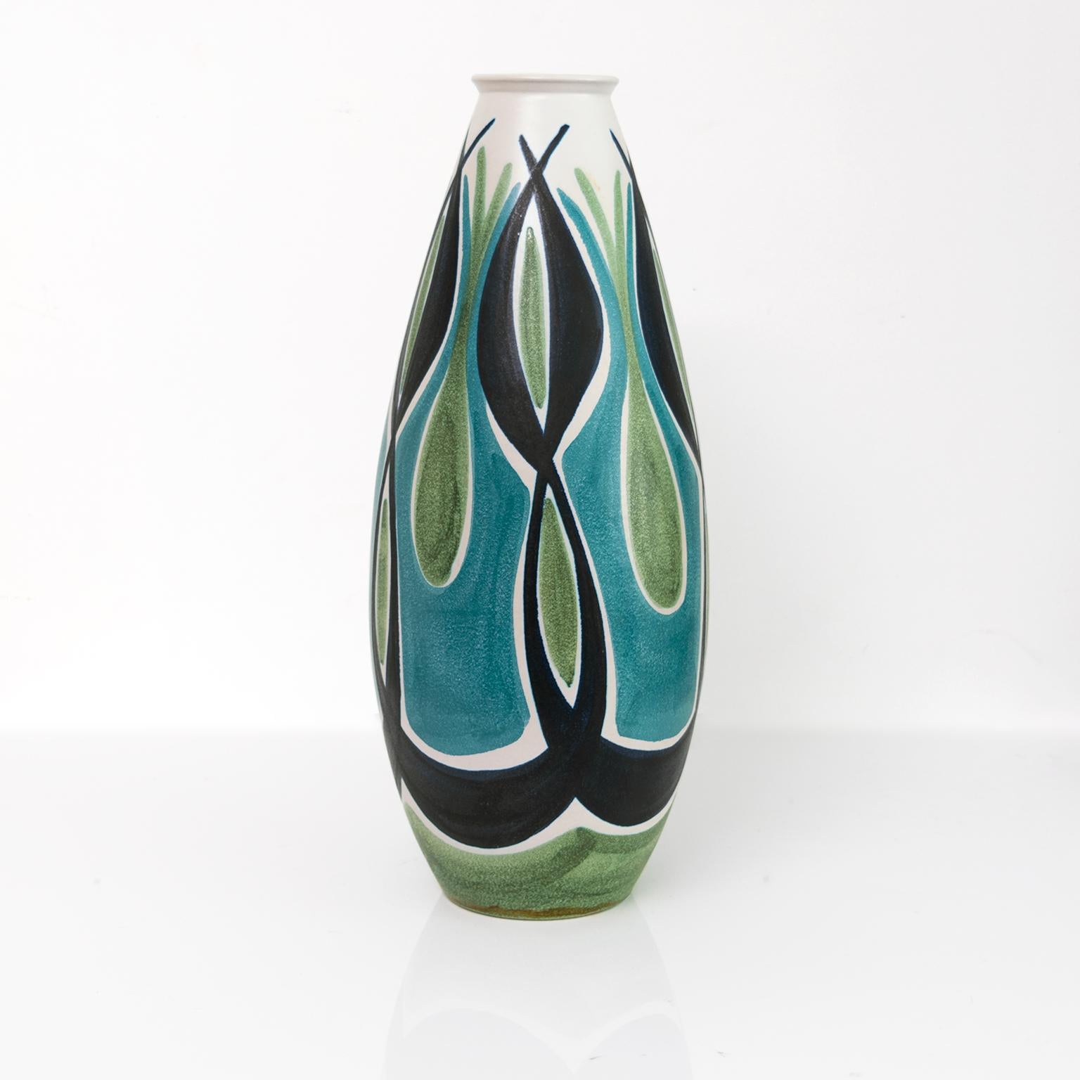 Hand-Painted Scandinavian Modern, Mette Doller & Ivar Ericsson Large Hand Decorated Vase For Sale