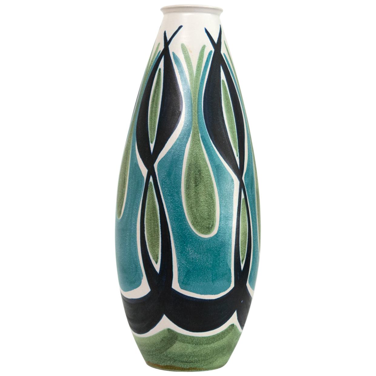 Scandinavian Modern, Mette Doller & Ivar Ericsson Large Hand Decorated Vase For Sale