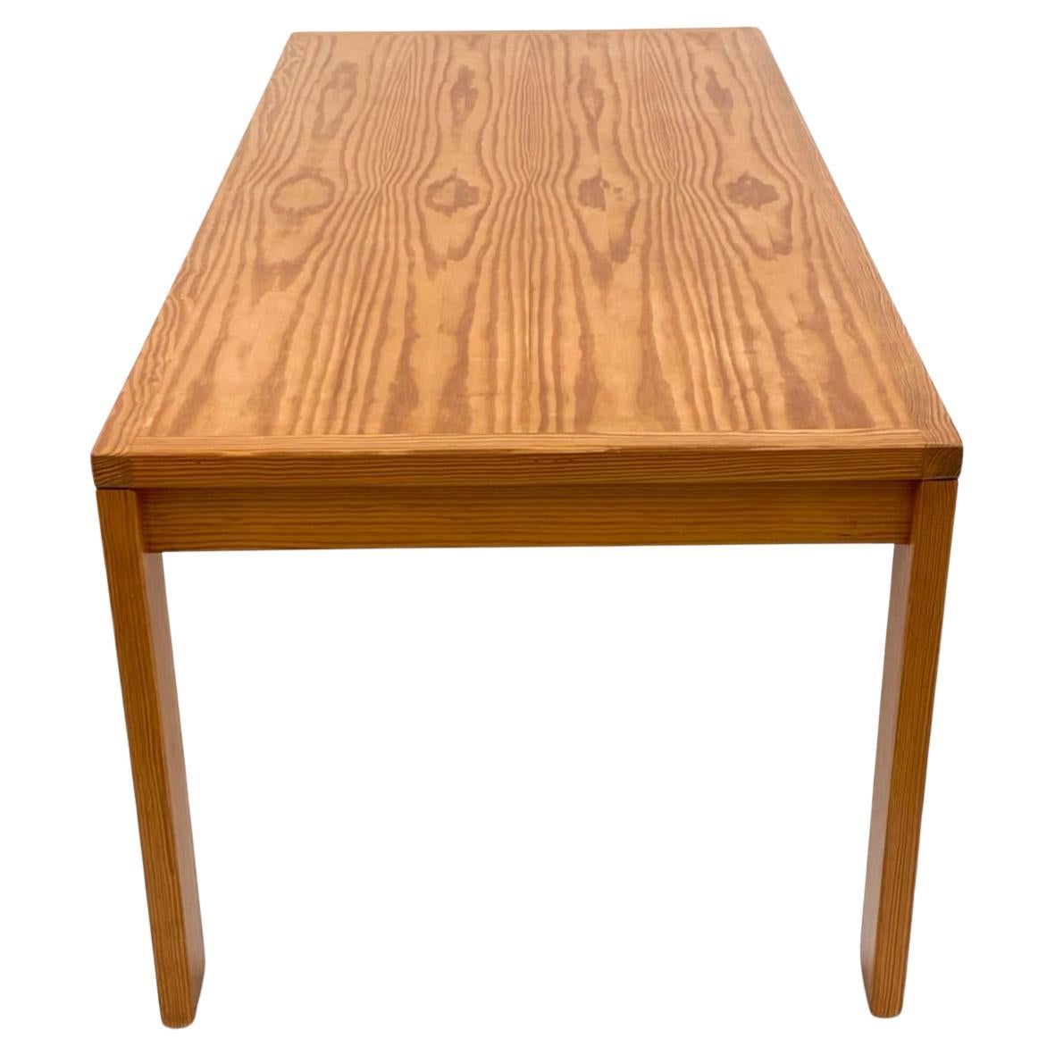 Scandinavian modern mid century pine rectangle dining table. Beautiful lines simple Scandinavian old growth pine modern dining table. Amazing open grain on top of table and tight vertical grain on legs. Made in Sweden circa 1970. No leaves solid
