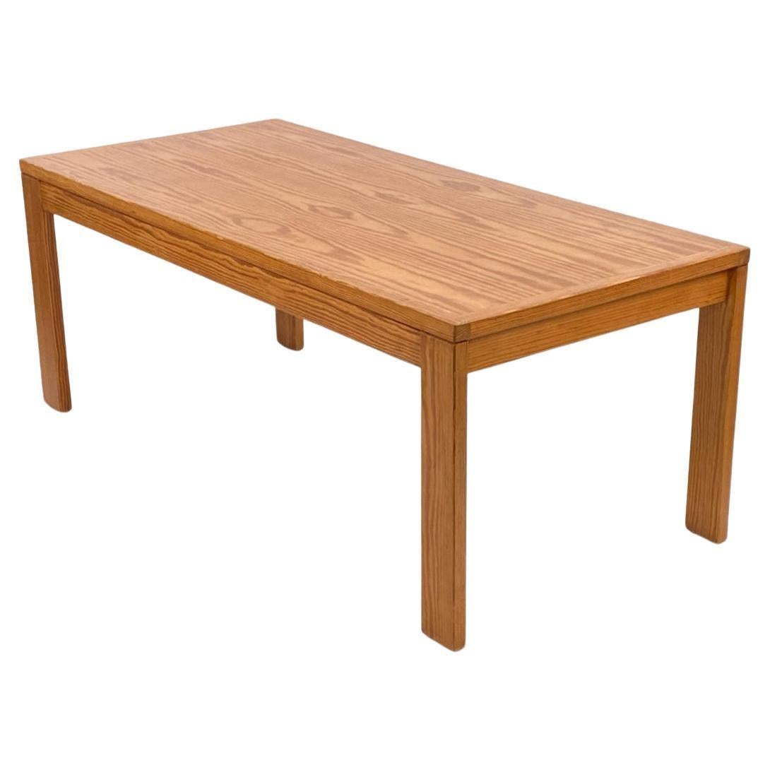 Woodwork Scandinavian modern mid century pine rectangle dining table For Sale