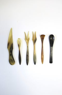 Scandinavian Modern Appetizer Utensils Minimalist Horn, Set of 6