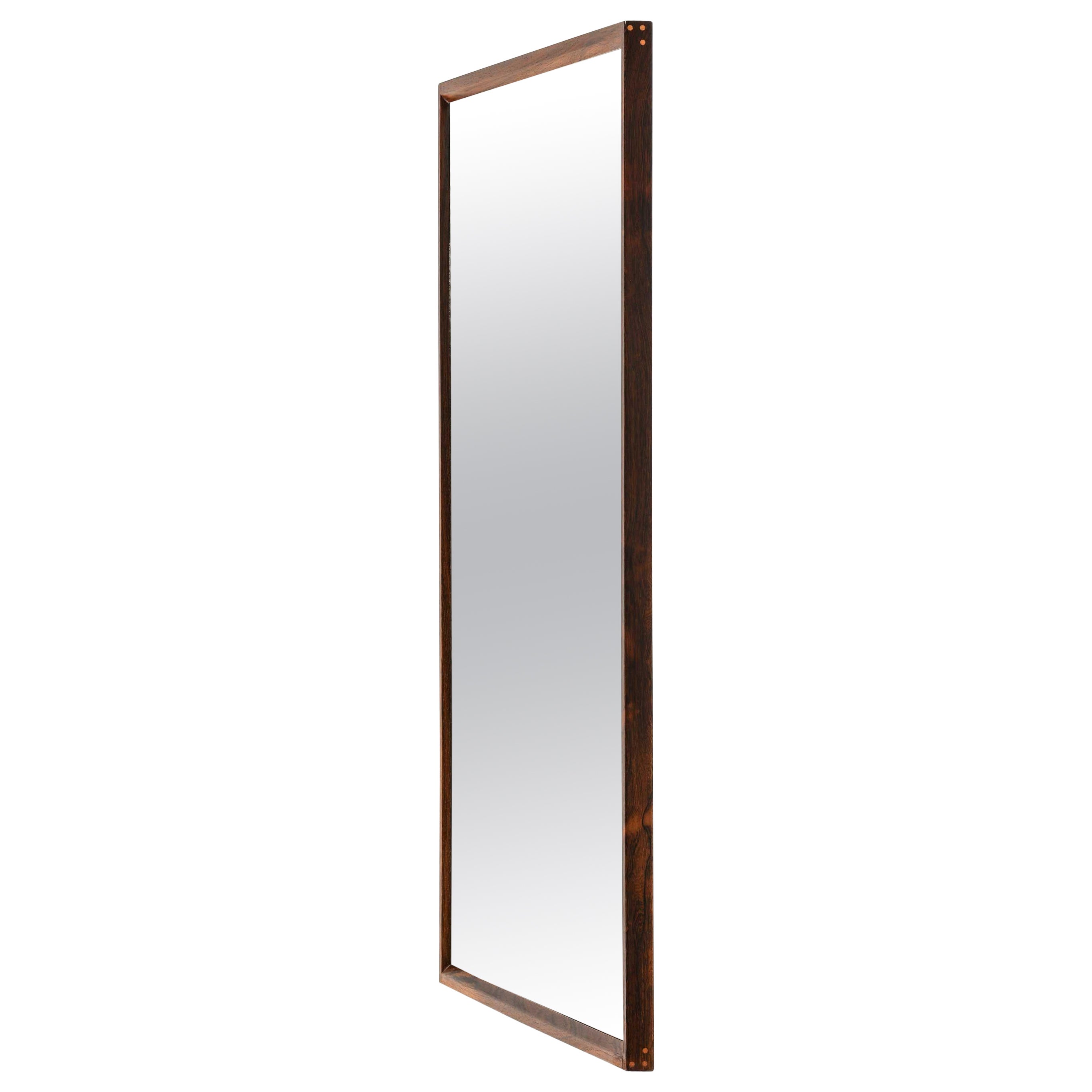 Miroir de style moderne scandinave en bois de rose, par Kai Kristiansen, années 1950 en vente