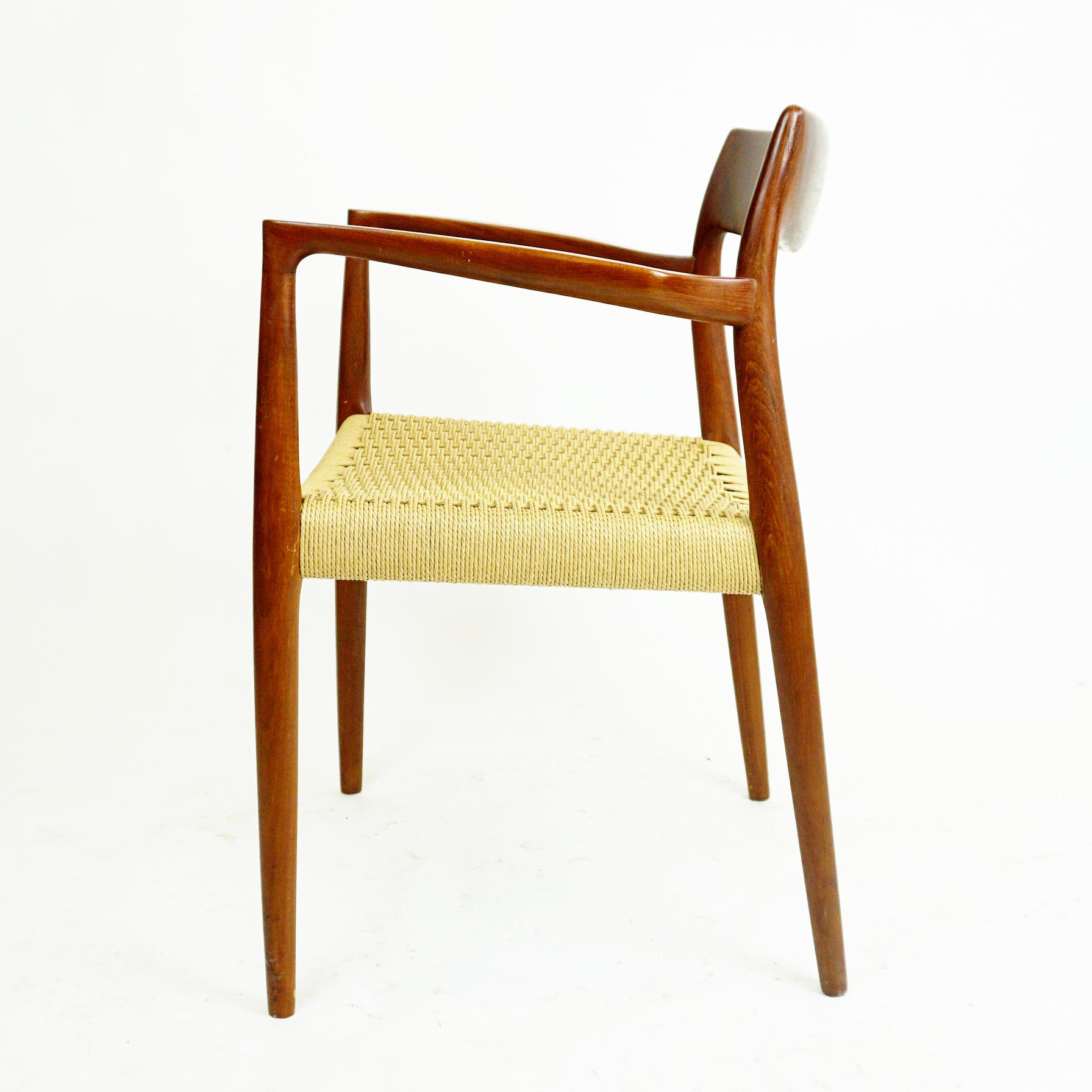 Scandinavian Modern Mod. 57 Teak and Papercord Armchair by Niels Otto Moller For Sale 4