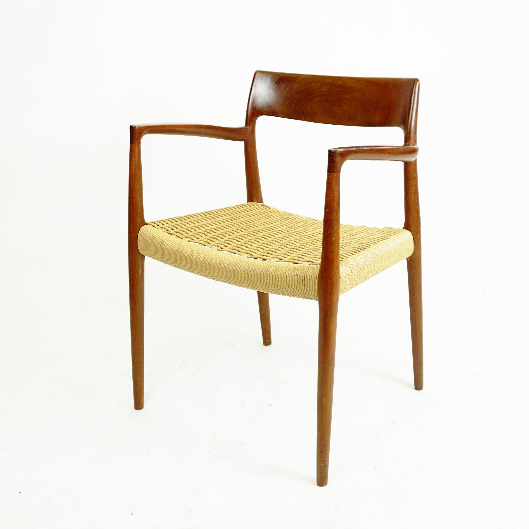 Scandinavian Modern Mod. 57 Teak and Papercord Armchair by Niels Otto Moller For Sale 6