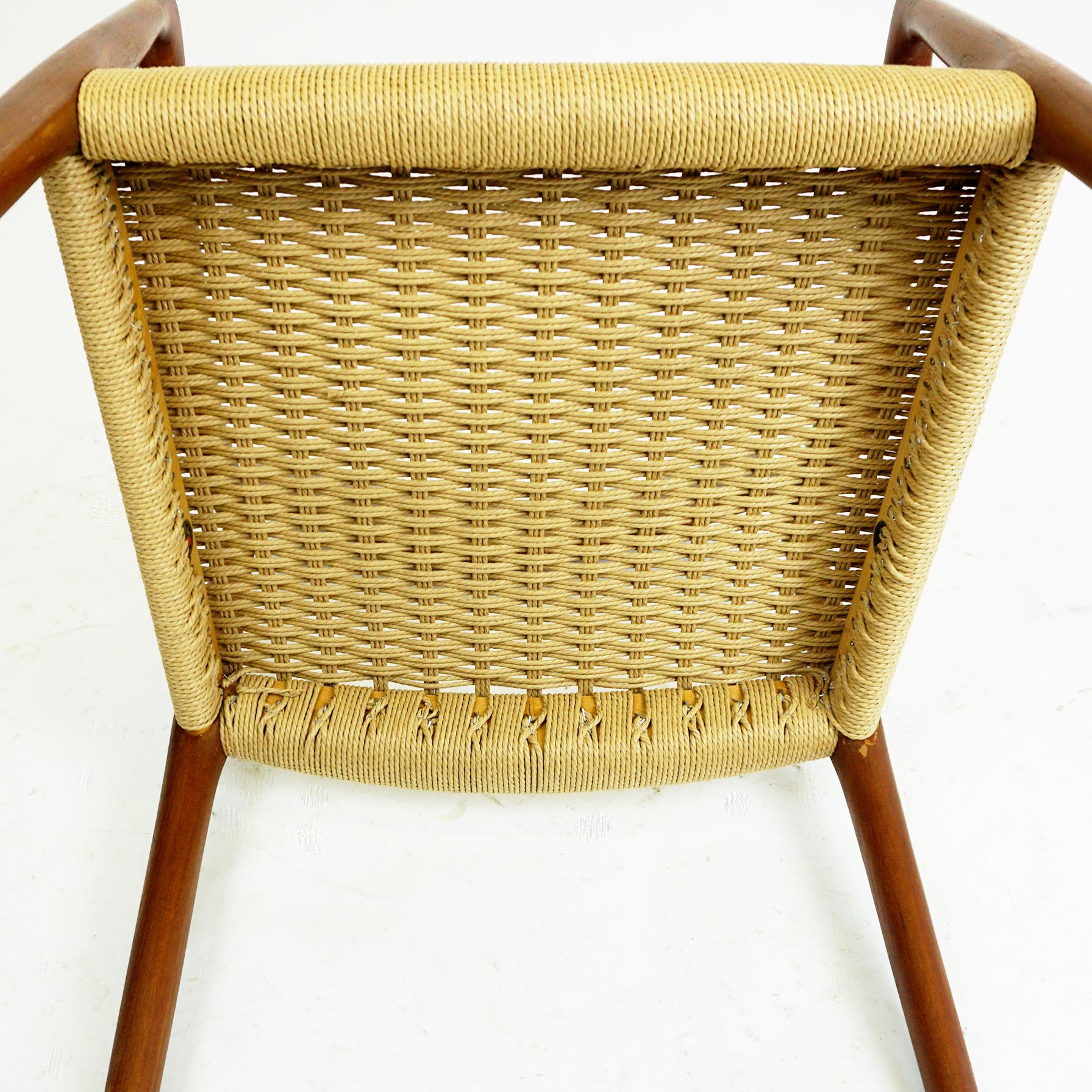 Scandinavian Modern Mod. 57 Teak and Papercord Armchair by Niels Otto Moller For Sale 8