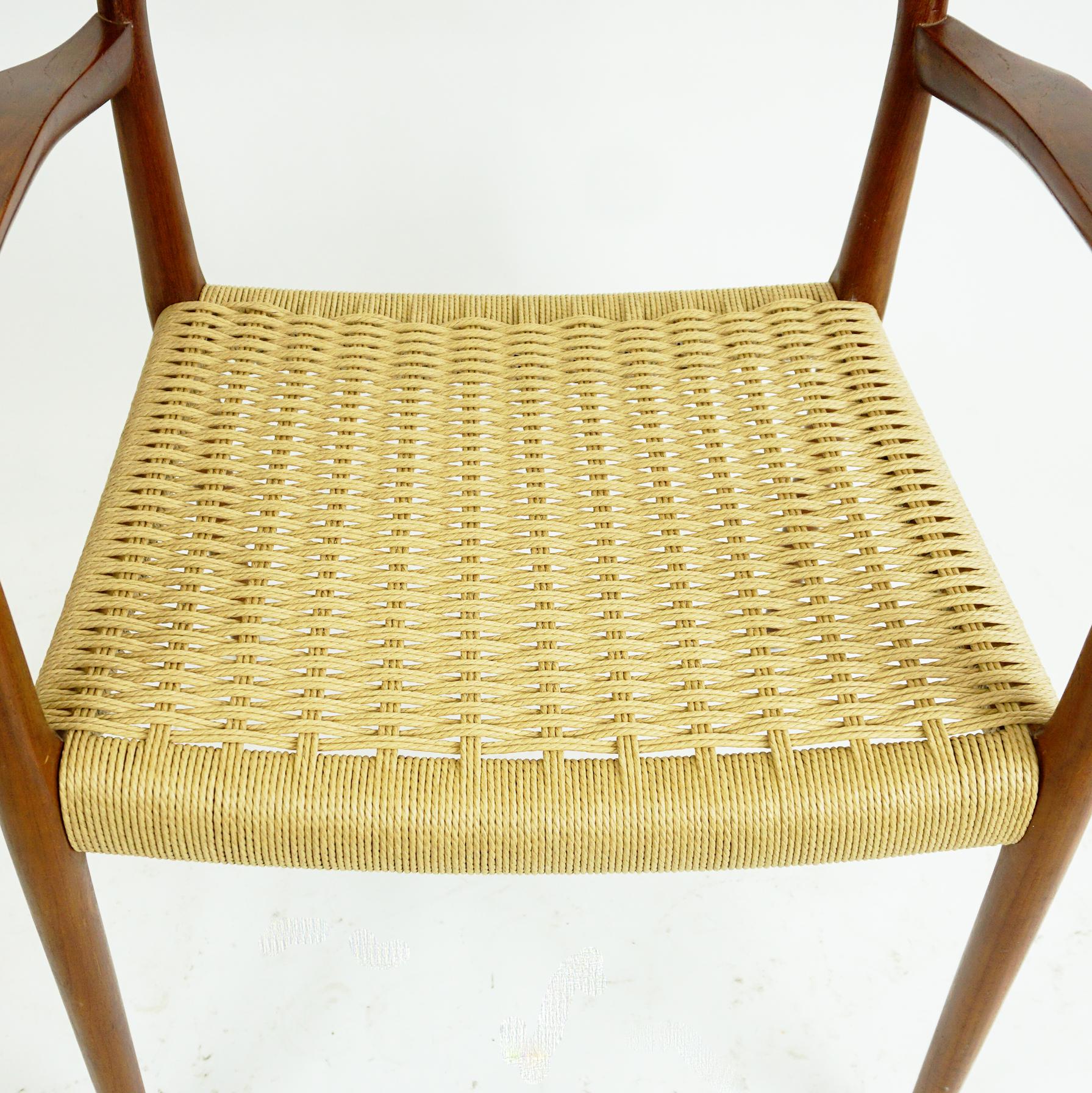 Danish Scandinavian Modern Mod. 57 Teak and Papercord Armchair by Niels Otto Moller For Sale