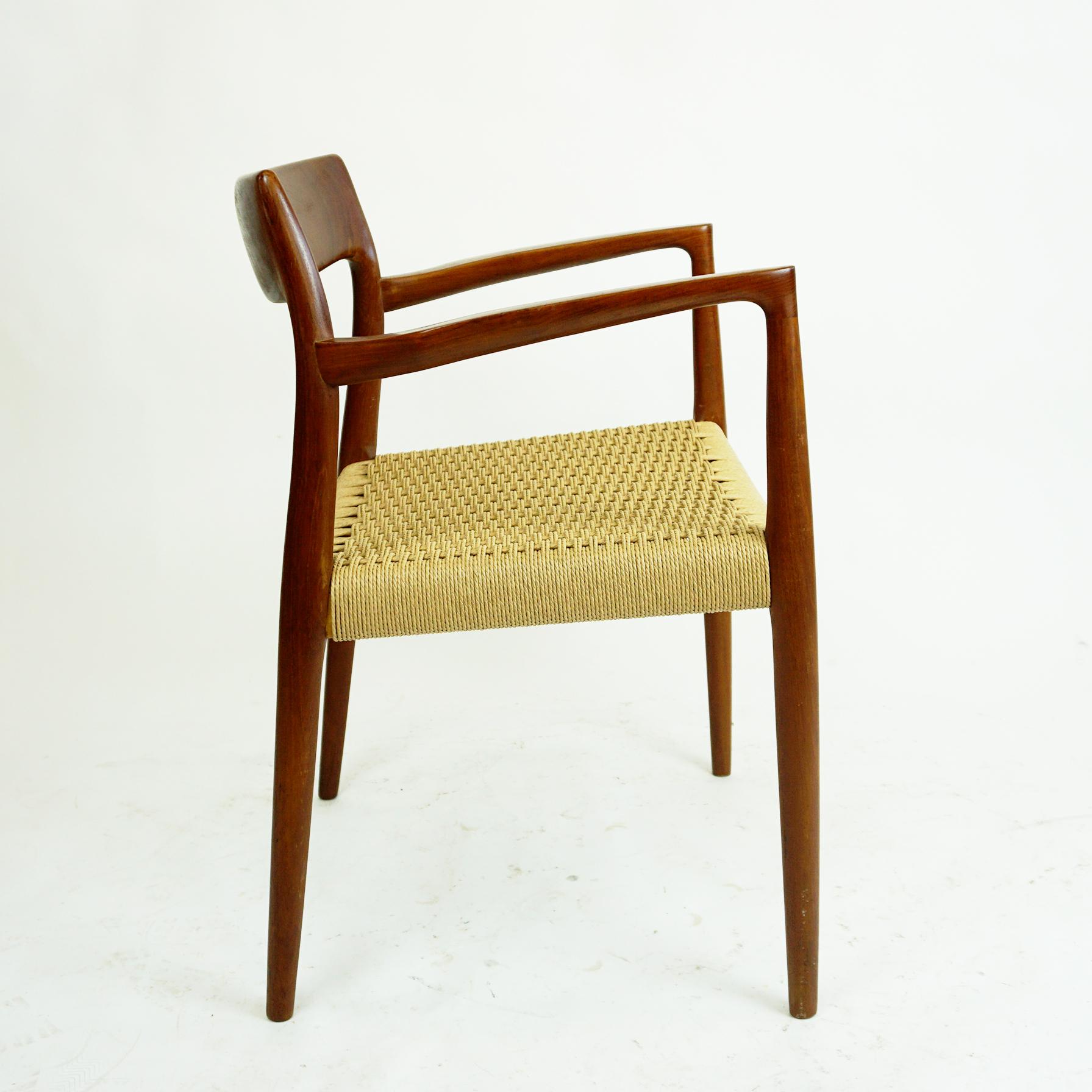 Scandinavian Modern Mod. 57 Teak and Papercord Armchair by Niels Otto Moller In Good Condition For Sale In Vienna, AT