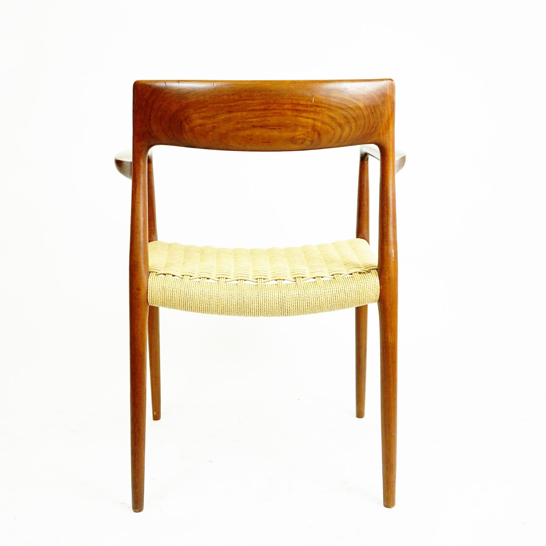 Scandinavian Modern Mod. 57 Teak and Papercord Armchair by Niels Otto Moller For Sale 3