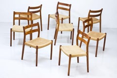 Scandinavian Modern, "Model 84" Dining Chairs by Niels Møller, Denmark, Set of 8